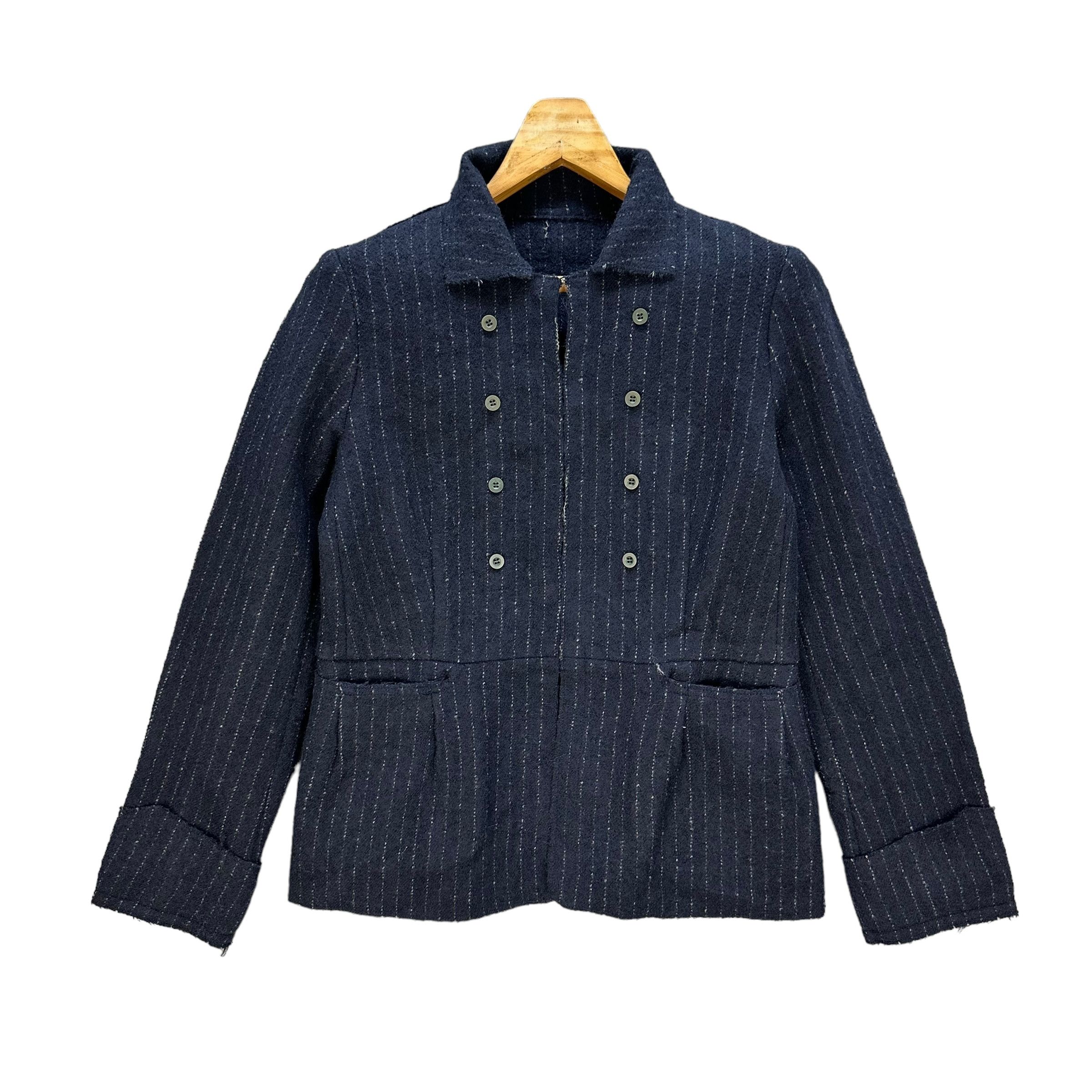 Japanese Brand MINIYU Striped Double Side Button Wool Jacket #A44-1037 Size S / US 4 / IT 40 - 1 Thumbnail