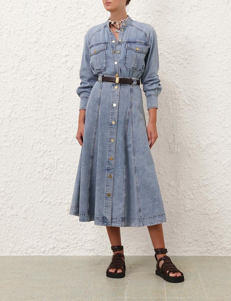 Zimmermann oc11z0226 Illuminate Scoop Denim Shirt in Blue Size L / US 10 / IT 46 - 7 Thumbnail