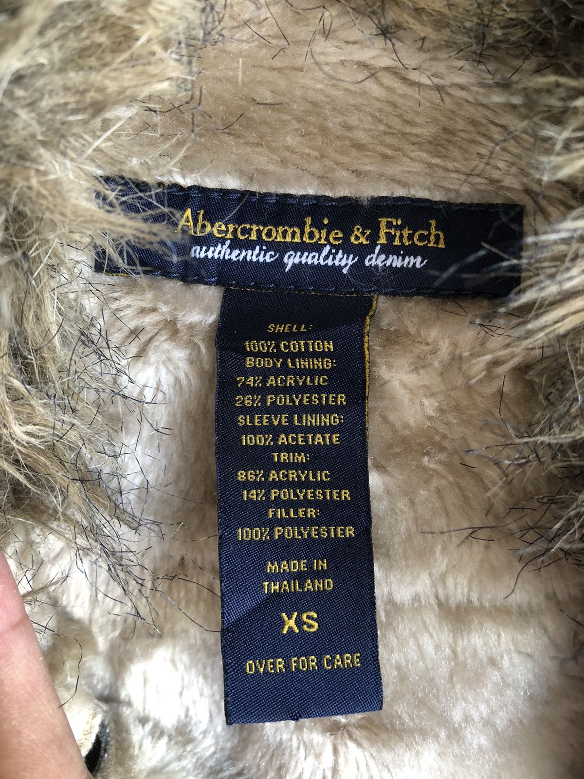 Abercrombie & Fitch Denim Fur Jacket Rock Punk Number Nine Style Size US XS / EU 42 / 0 - 8 Thumbnail