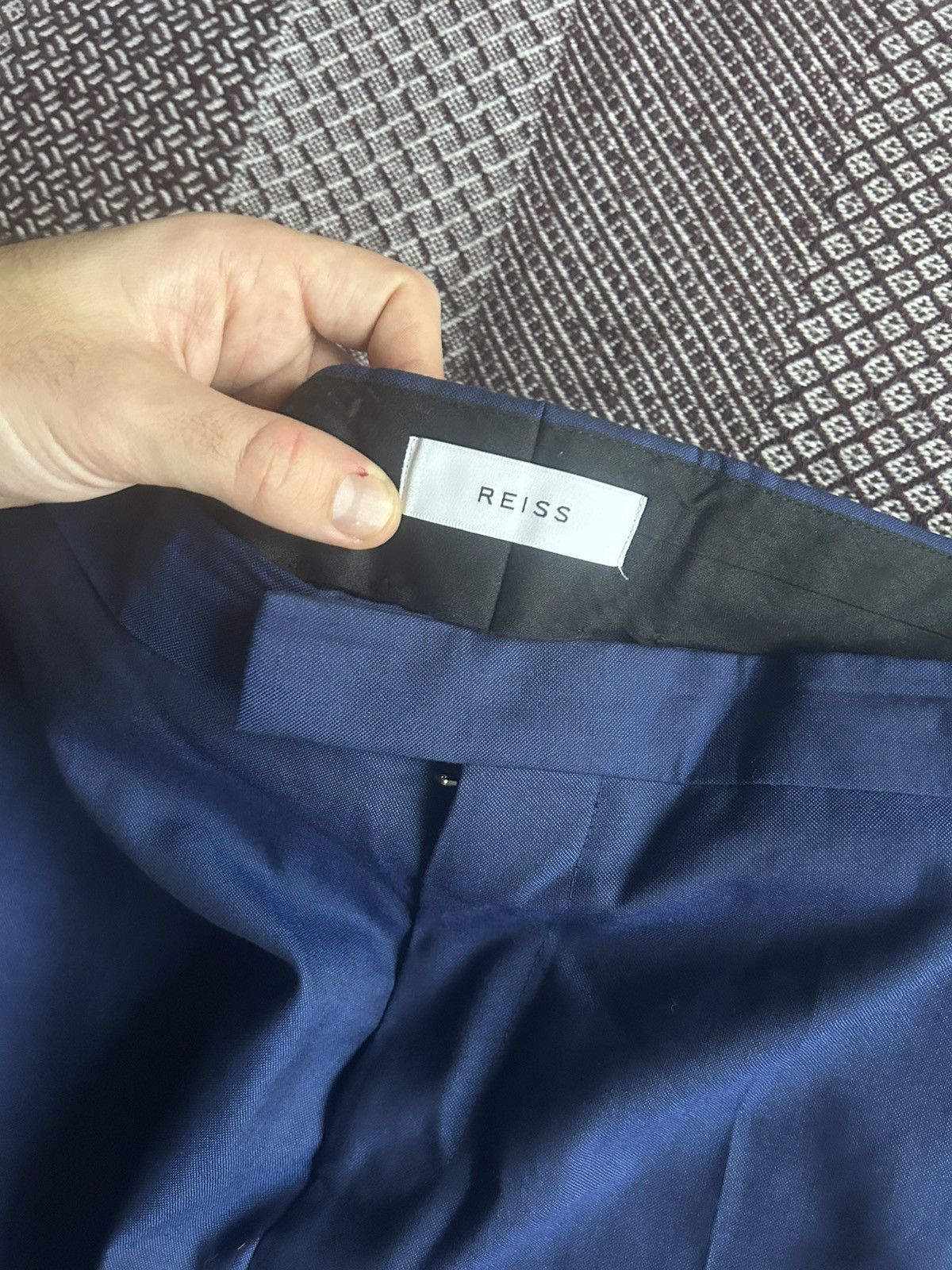 Reiss Reiss Blue Suit Solid Style Classic One Button Mens Size 40R Size 40R - 20 Thumbnail