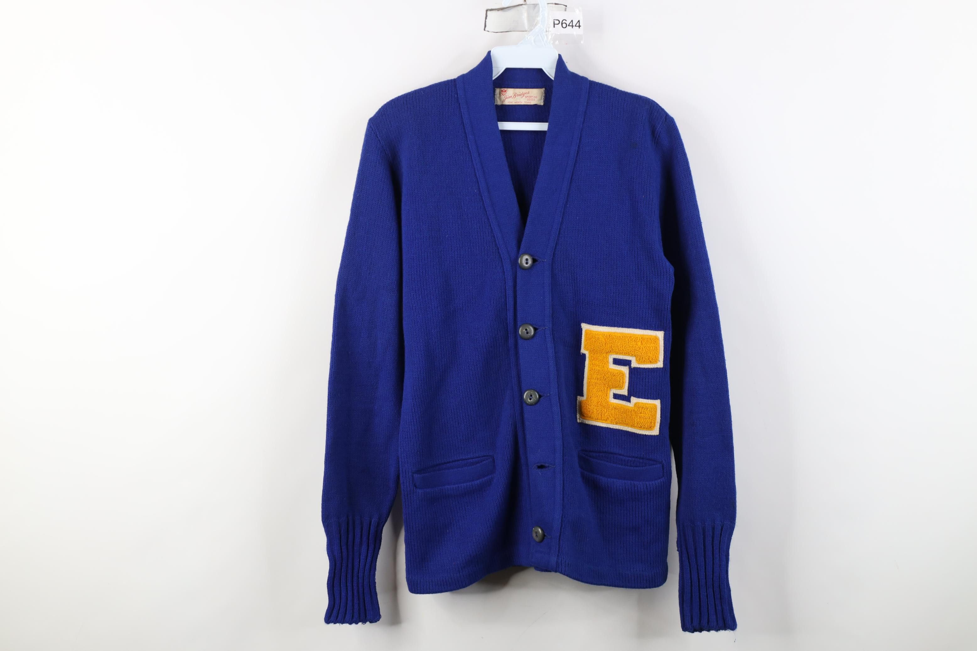 Vintage Vintage 50s 60s Knit Varsity Lettermen Cardigan Sweater USA Size US L / EU 52-54 / 3 - 1 Thumbnail