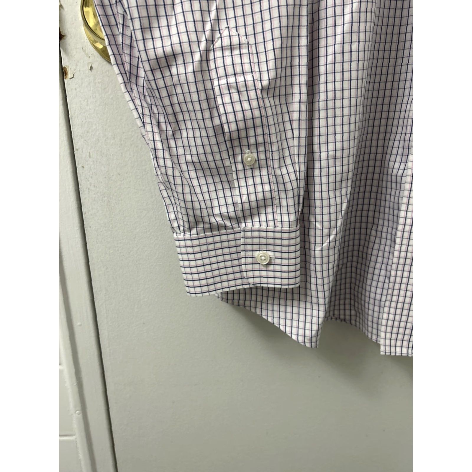 Vintage L.L. Bean Shirt Mens 16.5 White Oxford Plaid Button-Up Wrinkle-Free L/S 300450 Size US XL / EU 56 / 4 - 7 Thumbnail