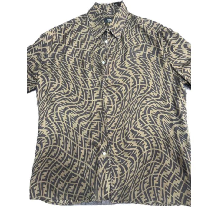 Fendi Fendi Double F Print Silk Short Sleeve Shirt 0079 Size US M / EU 48-50 / 2 - 1 Thumbnail