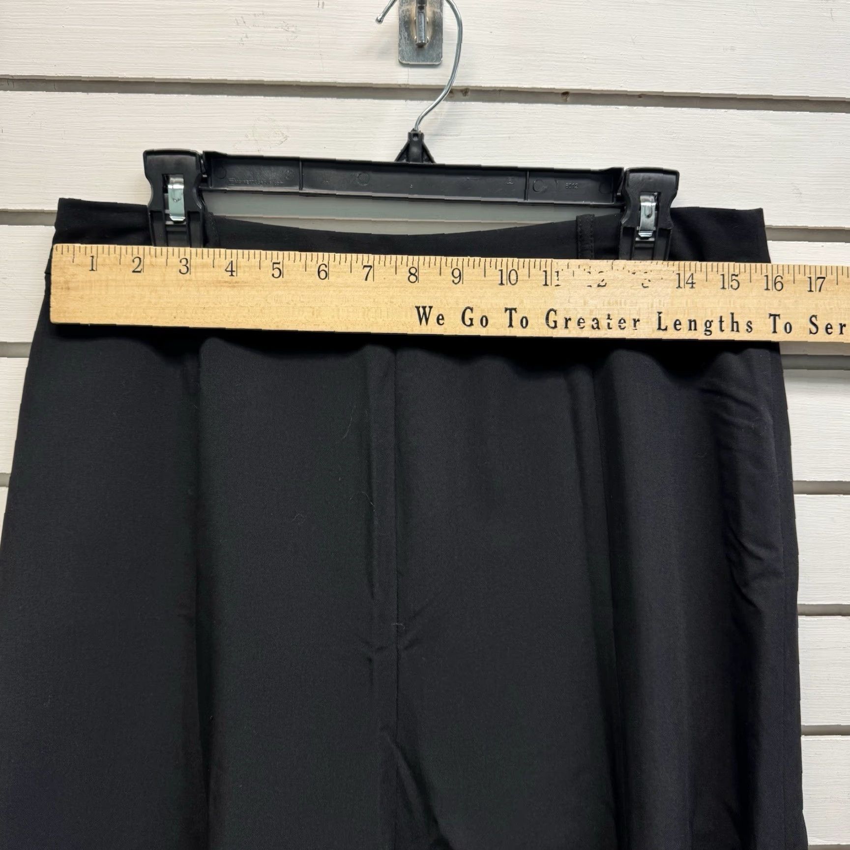 Vintage Larry Levine Skirt Midi Women 10 Black Office Stretch A-Line 90s Y2K Minimalist Business Casual Formal Workwear Mens? Girls? Wait. Size 32" / US 10 / IT 46 - 5 Thumbnail