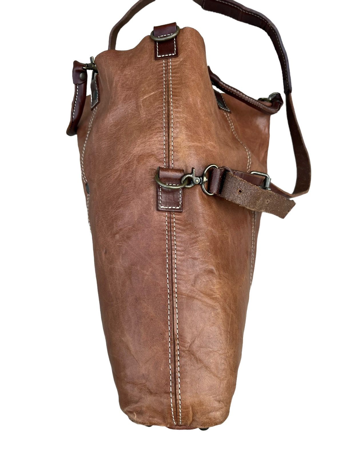 Leather Vintage Rei Japan 2 Way Patina Leather Bag Size ONE SIZE - 10 Thumbnail