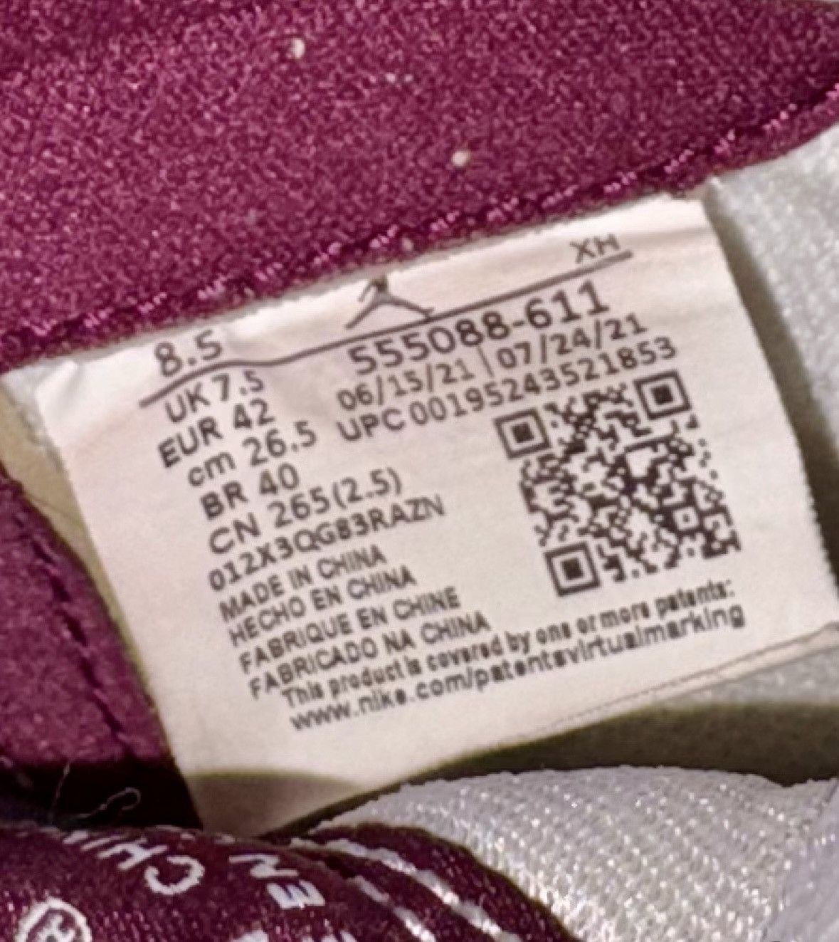 Jordan Brand Jordan 1 High Bordeaux Burgundy Size US 8.5 / EU 41-42 - 5 Thumbnail