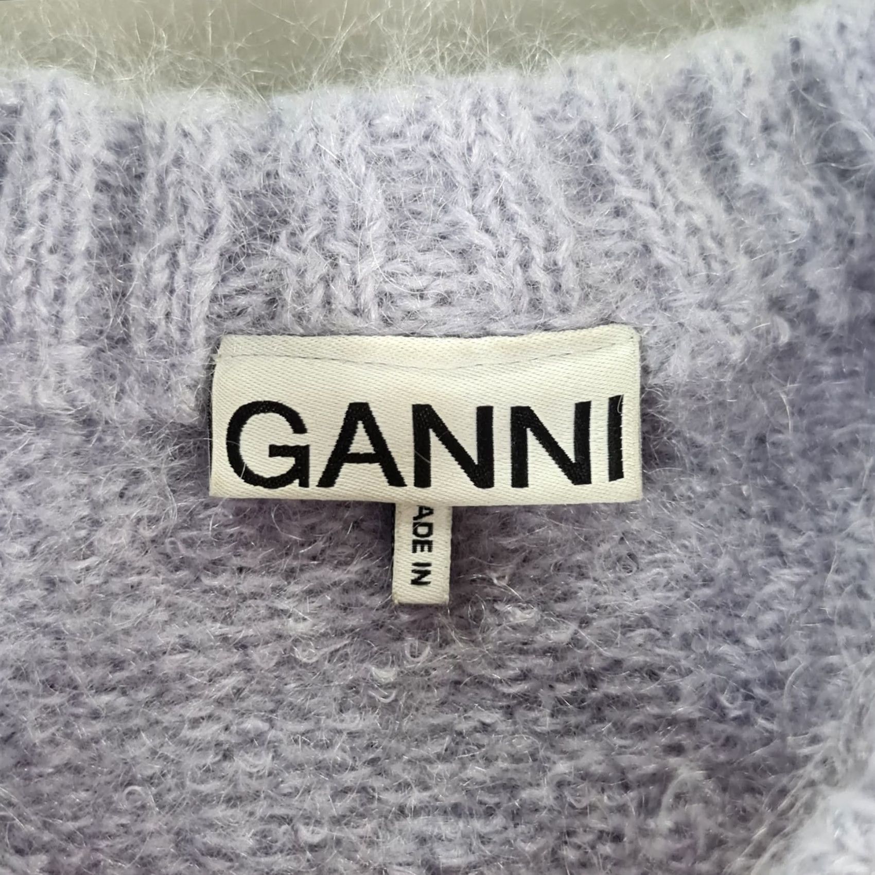 Ganni GANNI Jumper Striped Pullover Purple Lilac Small Wool Mohair Polyamide Mock Neck Long Sleeve TIGHT-KNIT Casual Womens Ladies Clothing Size S / US 4 / IT 40 - 3 Thumbnail