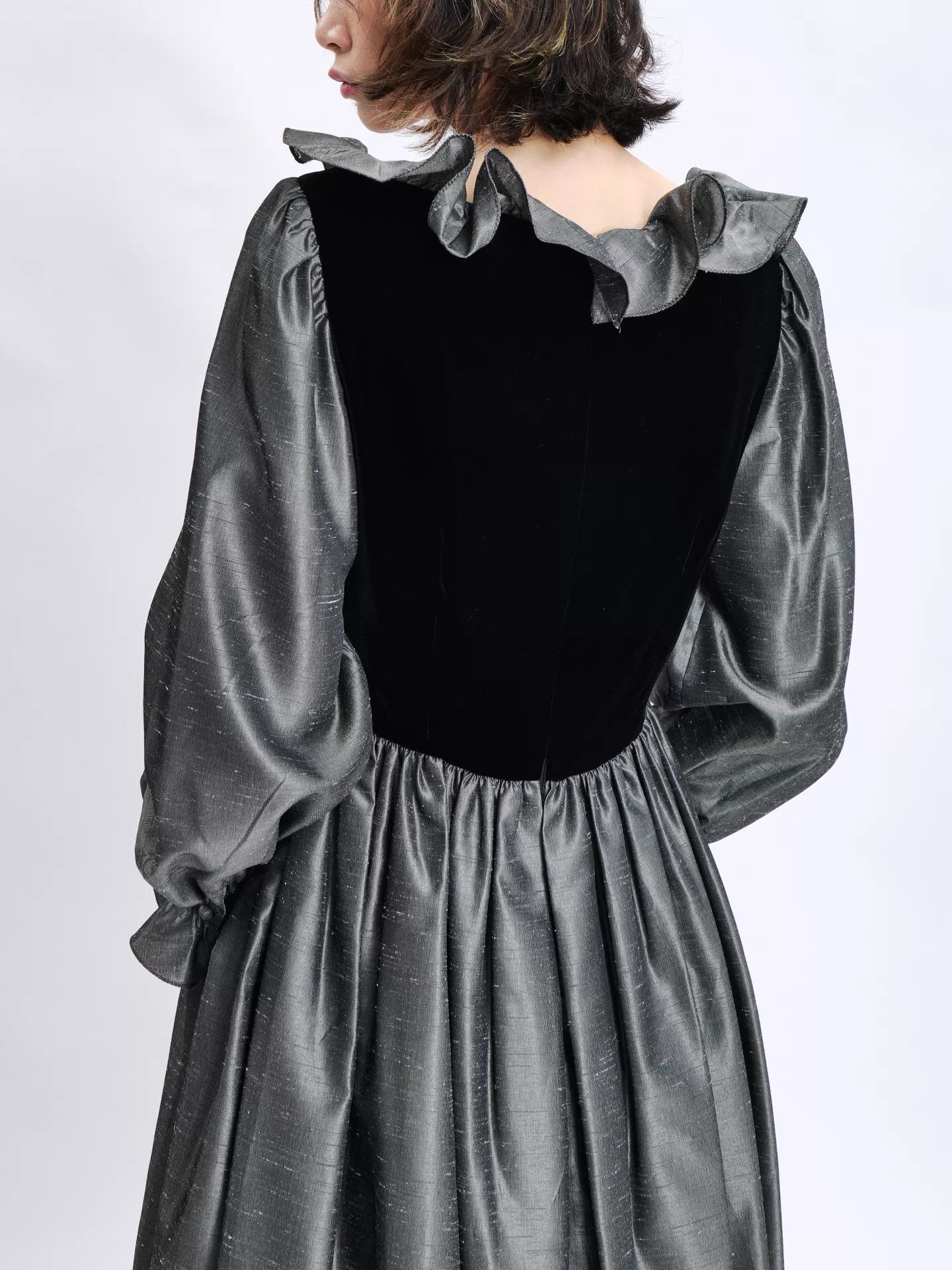 Oscar De La Renta Oscar de la Renta Black Velvet Silver-Gray Long Gown Size ONE SIZE - 6 Thumbnail
