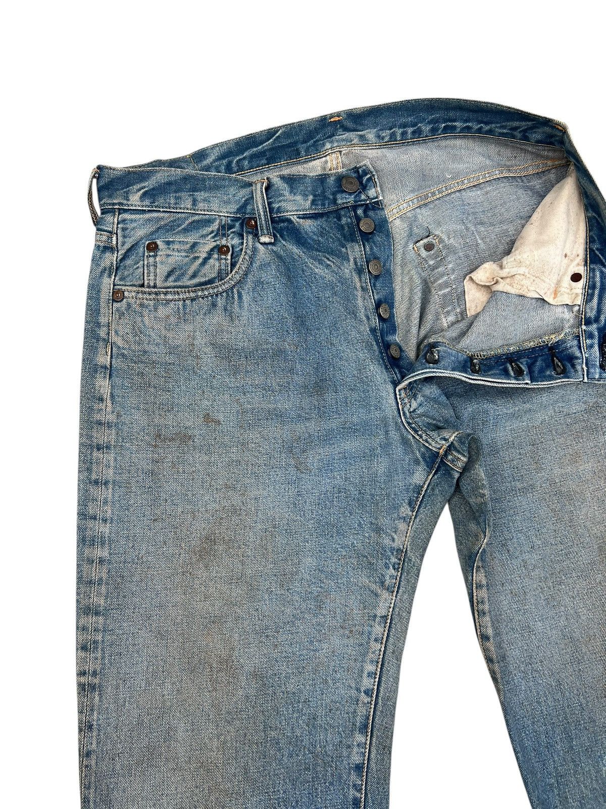 Johnbull Vintage 90s Sewing Chop Johnbull Stain Denim Selvedge Jeans Size US 34 / EU 50 - 8 Thumbnail