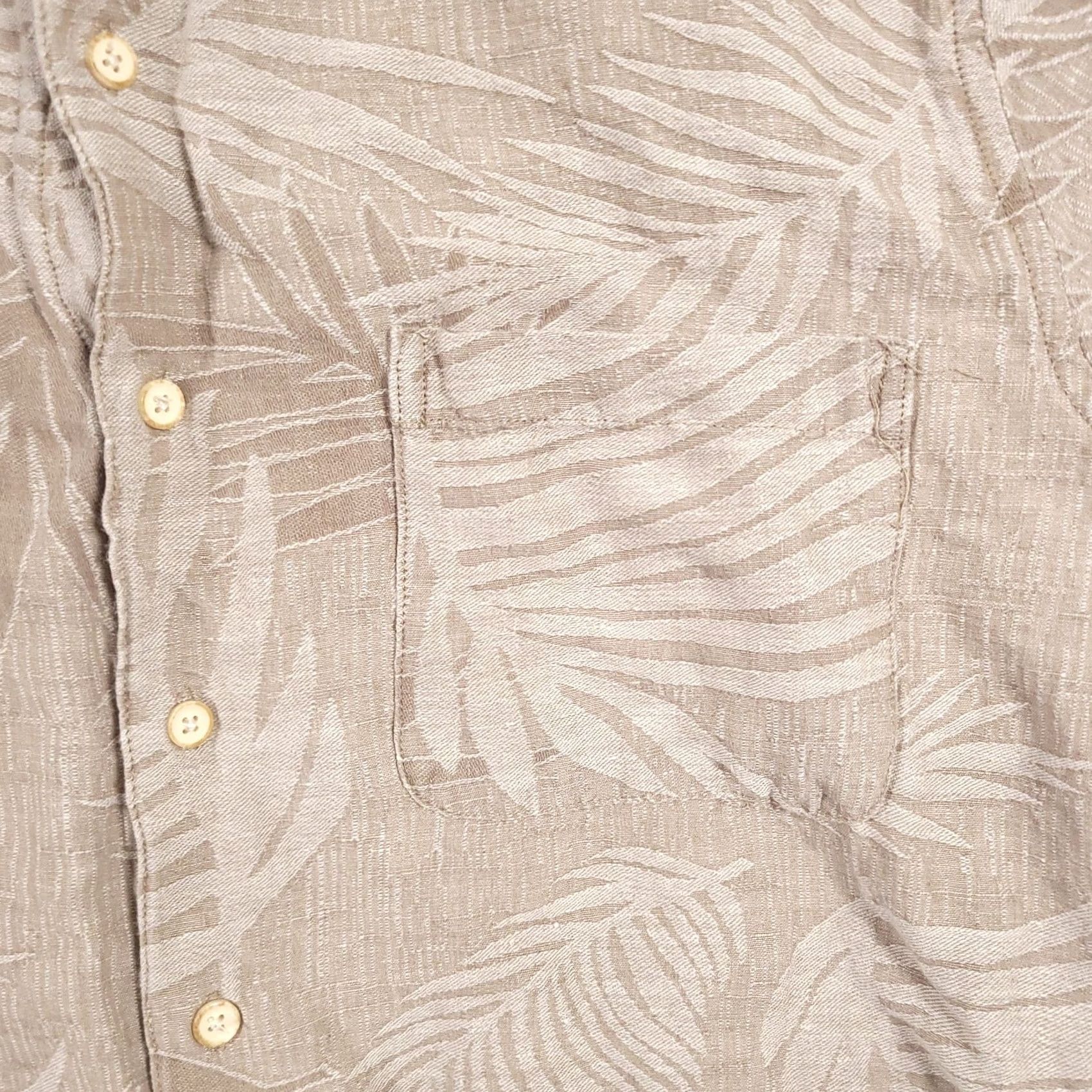 Tasso Elba Tasso Elba Shirt Mens XL Beige Palm Leaf Hawaiian Silk Linen Blend Button Up Size US XL / EU 56 / 4 - 4 Thumbnail