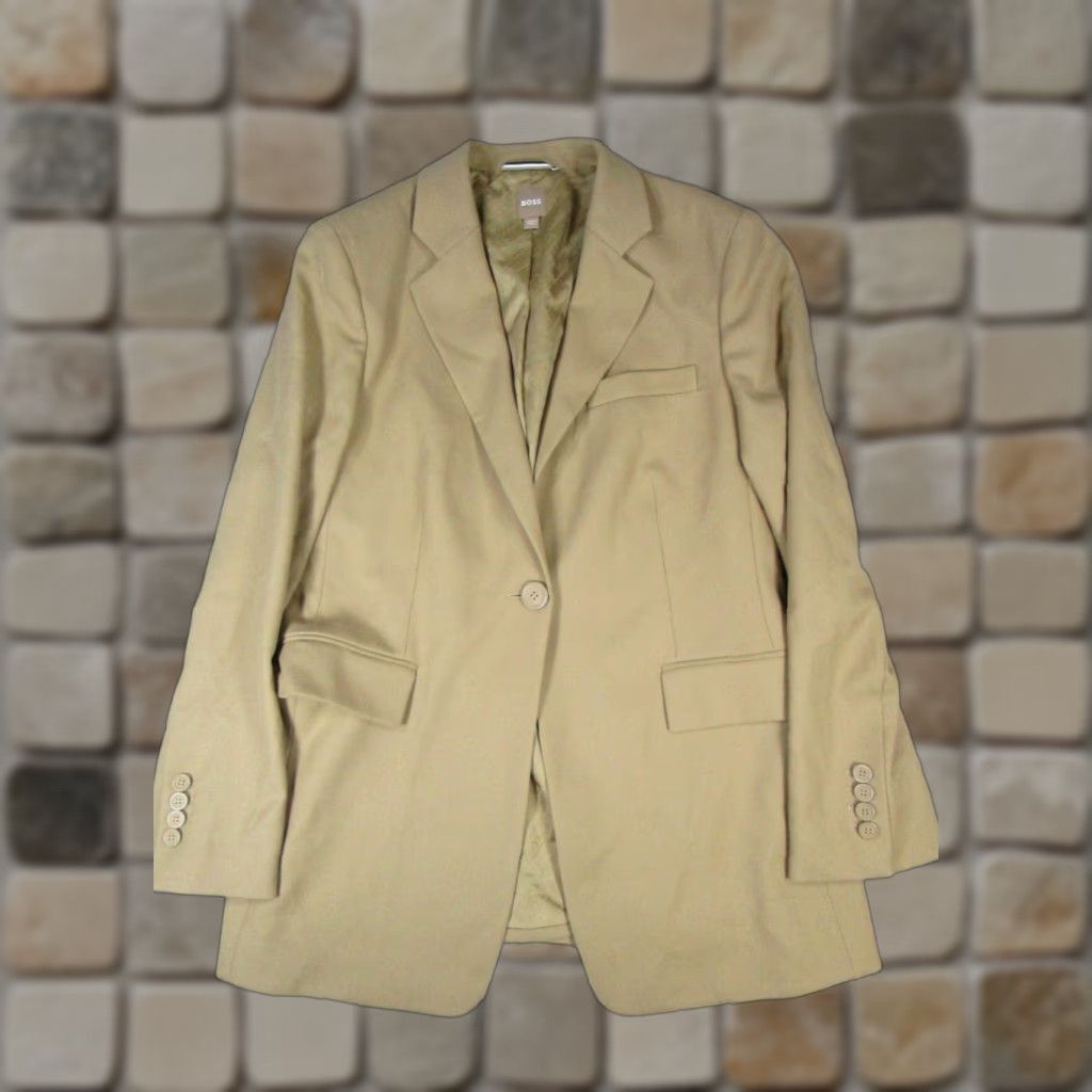 HUGO BOSS Blazer Womens 10 Brown Wool Blend Sport Coat Jacket One-Button Sports Pant Suit Shirt