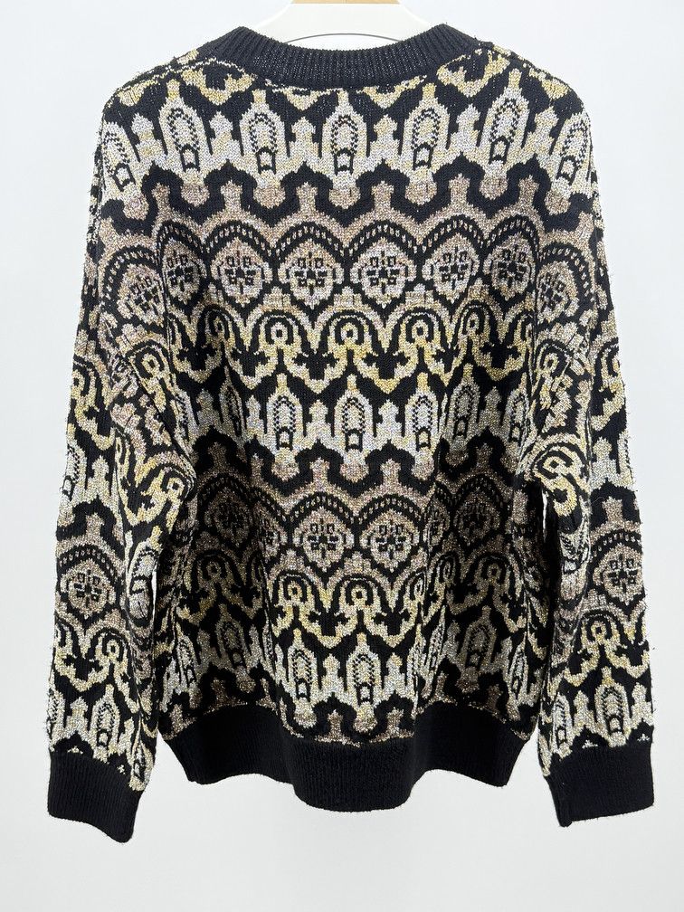 Dries Van Noten Metallized Glitter Intarsia Sweater Size US L / EU 52-54 / 3 - 2 Thumbnail