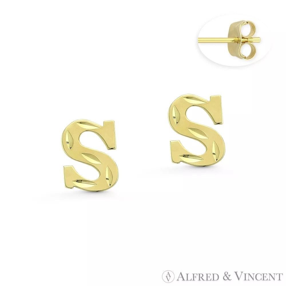 Other Initial Letter "S" Stud Earrings with Push-Back Posts Size ONE SIZE - 1 Preview