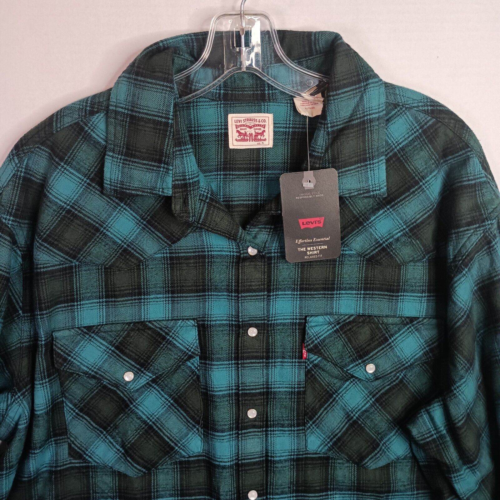 Levi's Levi's Western Shirt Women's XL Green Plaid Pearl Snap Flan Size XL / US 12-14 / IT 48-50 - 2 Thumbnail