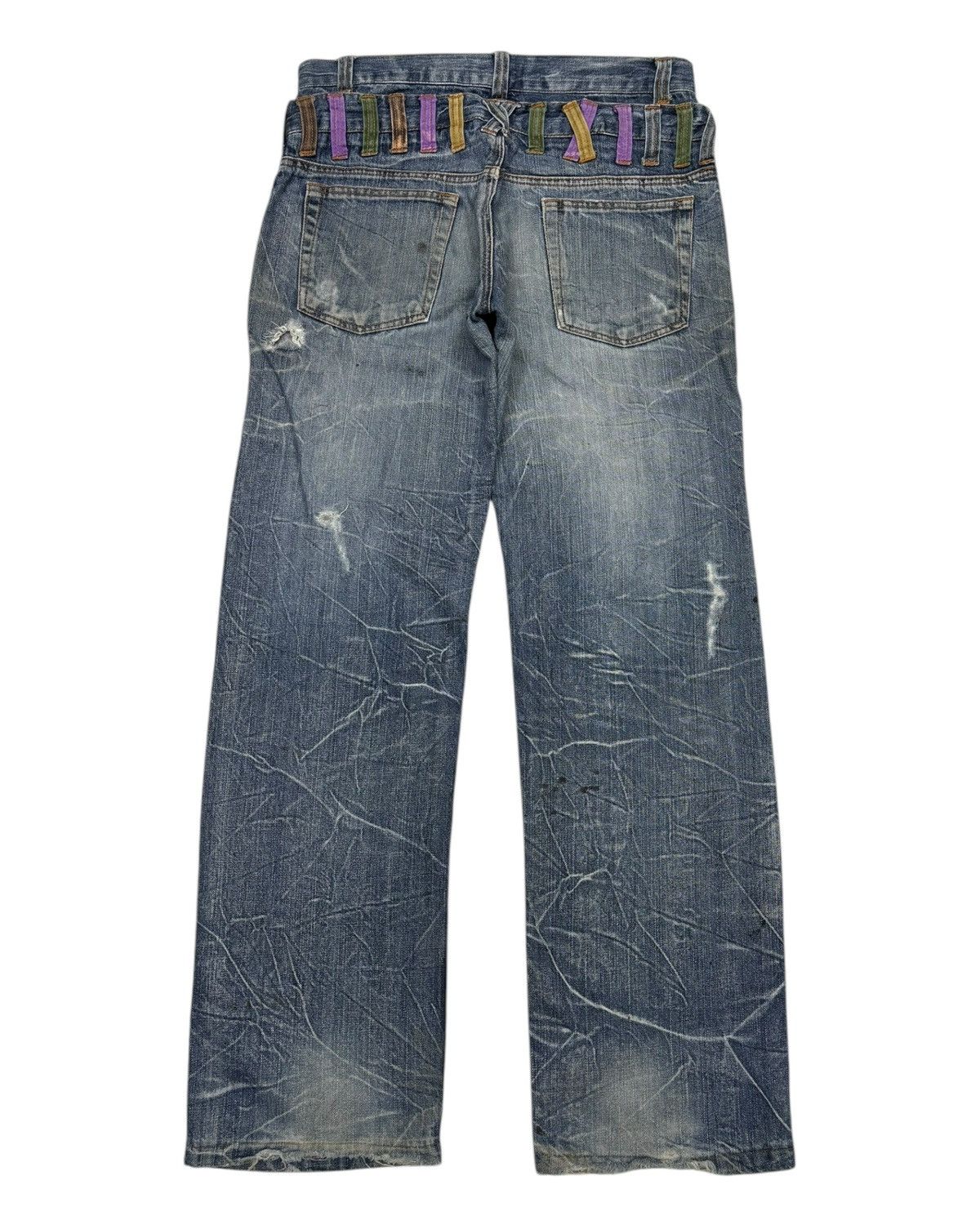 Other 🔥NYLAUS Clothing DOUBLE WAIST Punk Distressed Denim Jeans Size US 32 / EU 48 - 8 Thumbnail