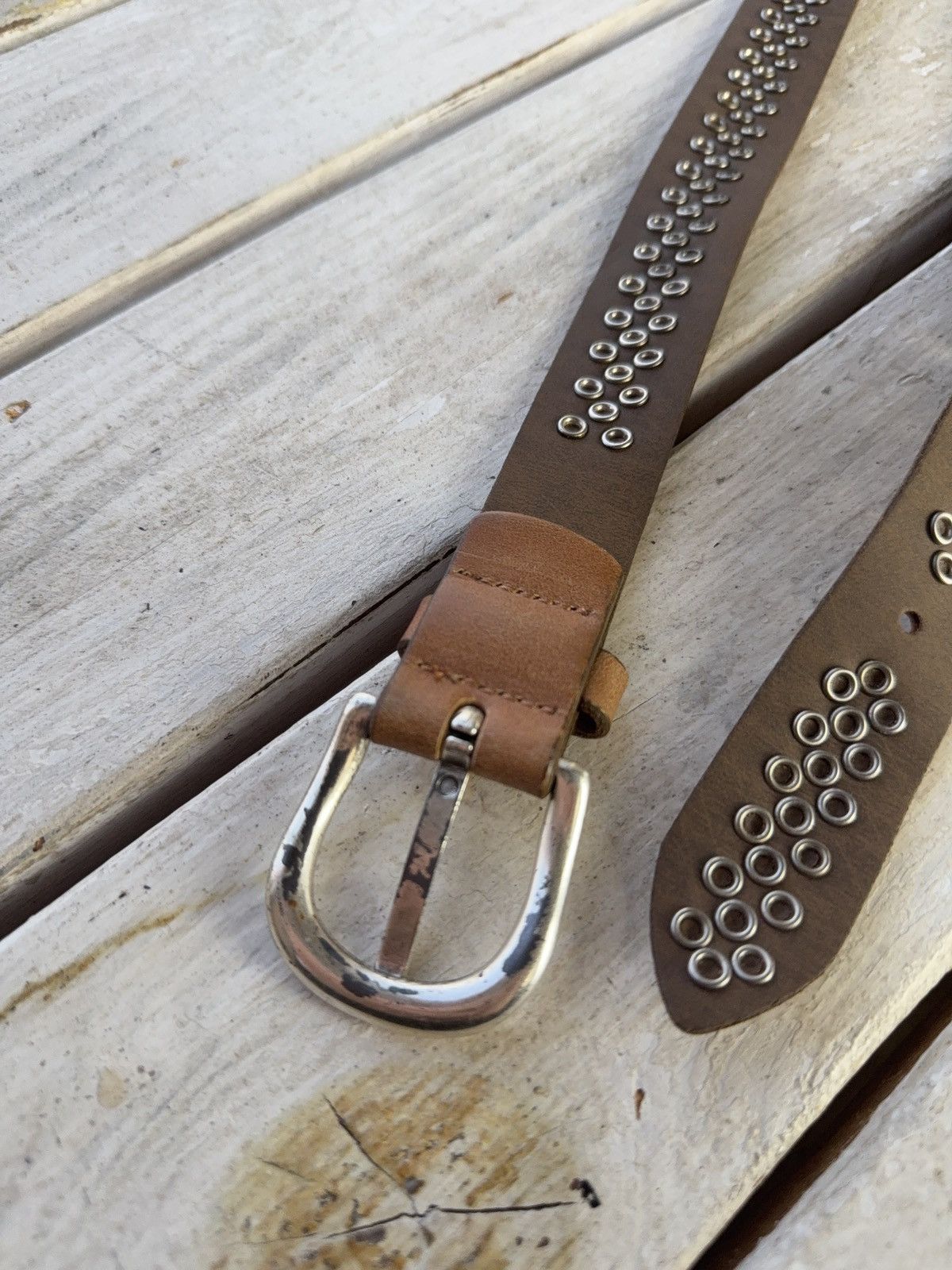 Hysteric Glamour Vintage Leather Belt Y2K Rhinestones Punk Metal Avant Garde Size ONE SIZE - 7 Thumbnail