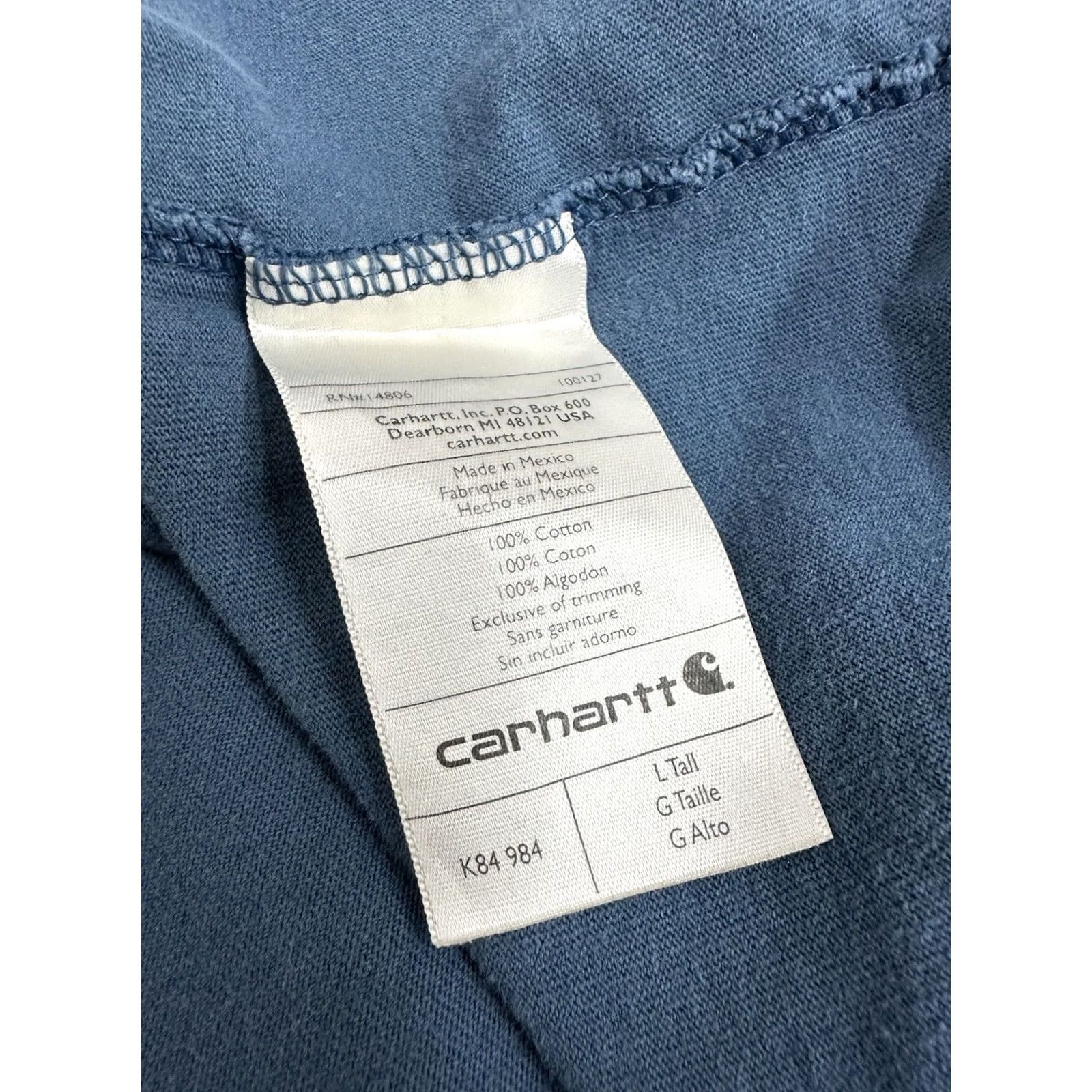 Carhartt Carhartt K84 T-Shirt Henley Pocket Tee Original Fit Large Tall Blue Mens Size US L / EU 52-54 / 3 - 7 Thumbnail