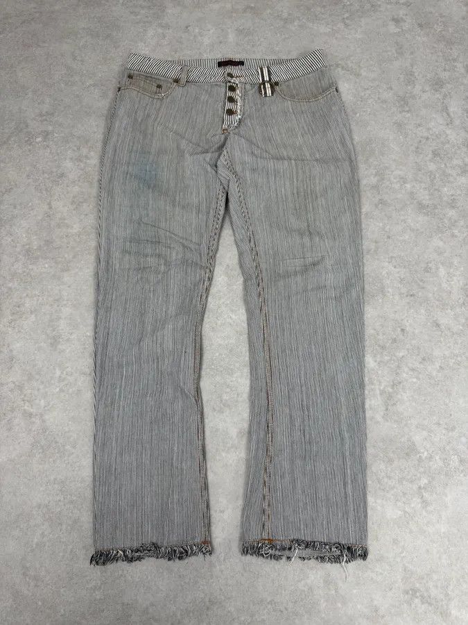 Roberto Cavalli FW2002 Roberto Cavalli Stripes White & Blue Pants Size US 30 / EU 46 - 1 Thumbnail