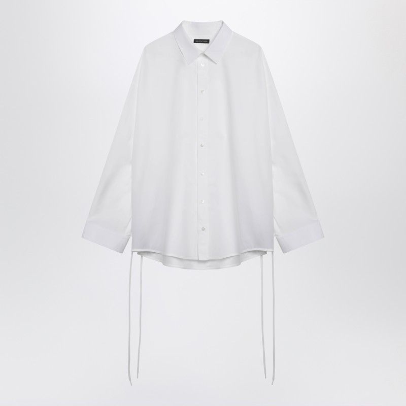 Balenciaga Balenciaga White Cotton Shirt With Lace-Up Details Size S / US 4 / IT 40 - 1 Thumbnail
