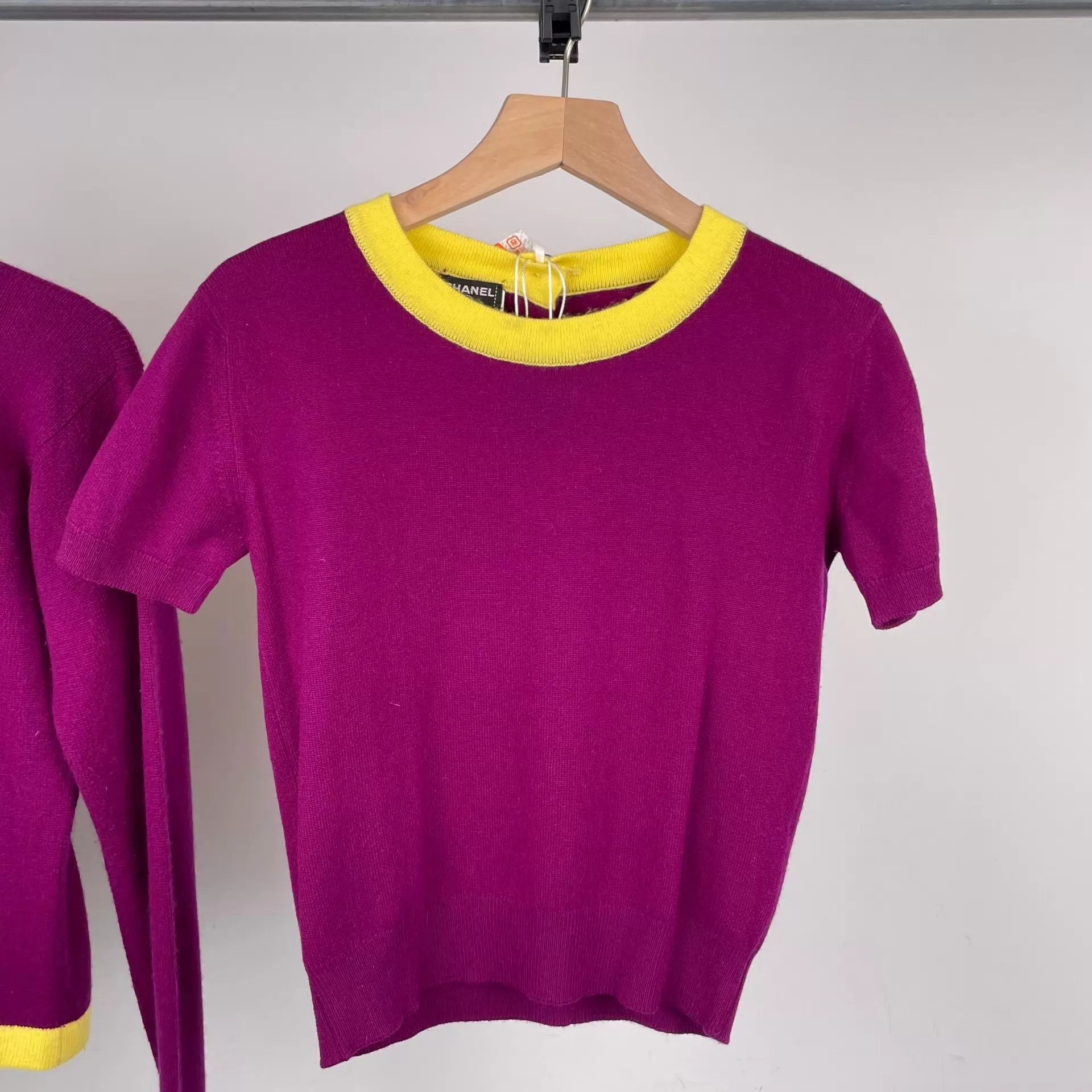 Chanel Chanel Purple & Yellow Cashmere 2-Piece Cardigan 38 Size S / US 4 / IT 40 - 7 Thumbnail