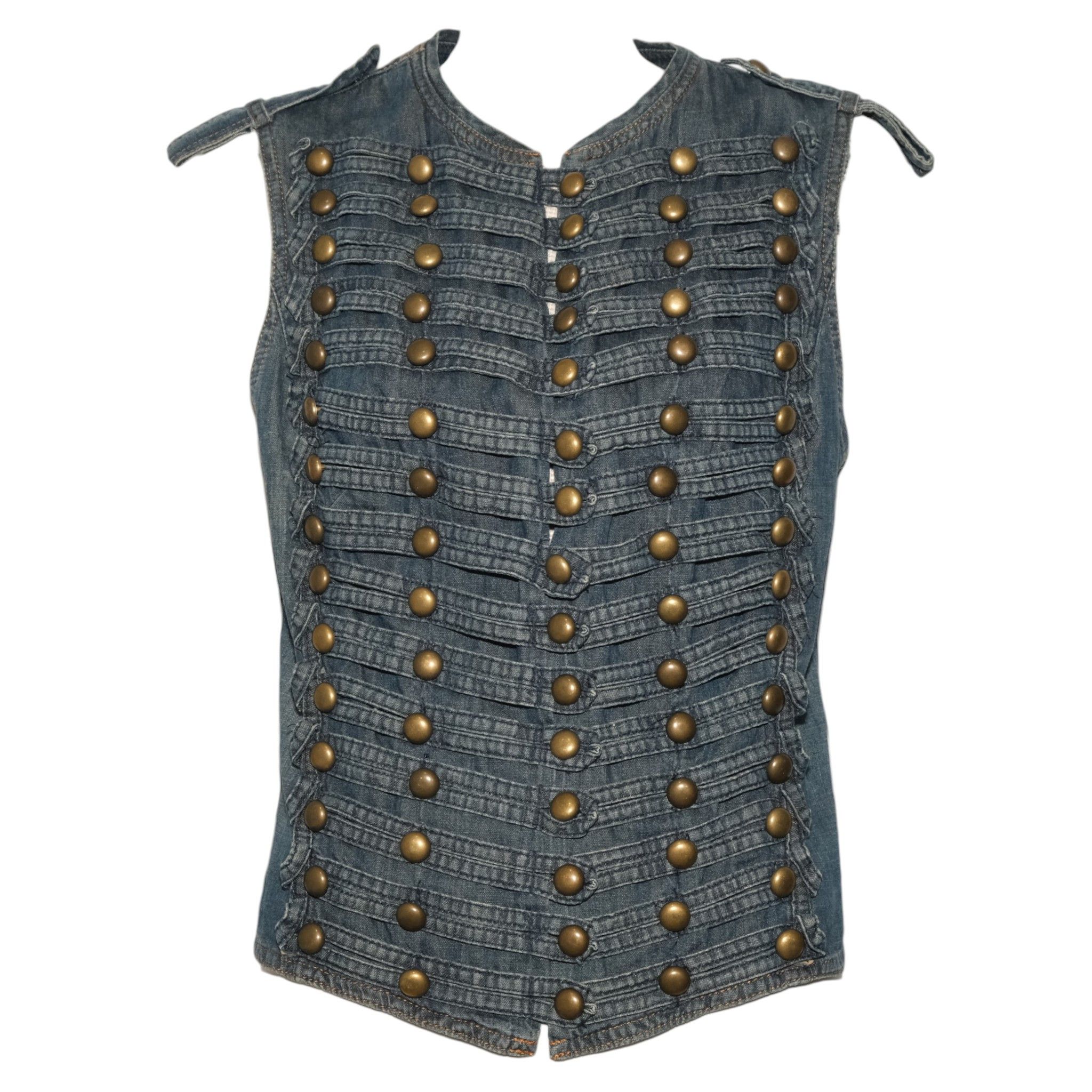 plein sud Napoleon Denim Button-Up Vest Size M / US 6-8 / IT 42-44 - 1 Thumbnail