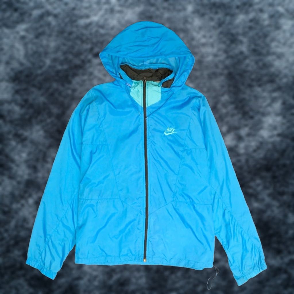 Vintage Nike Windbreaker Jacket Men Medium Blue 80s 90s Fall