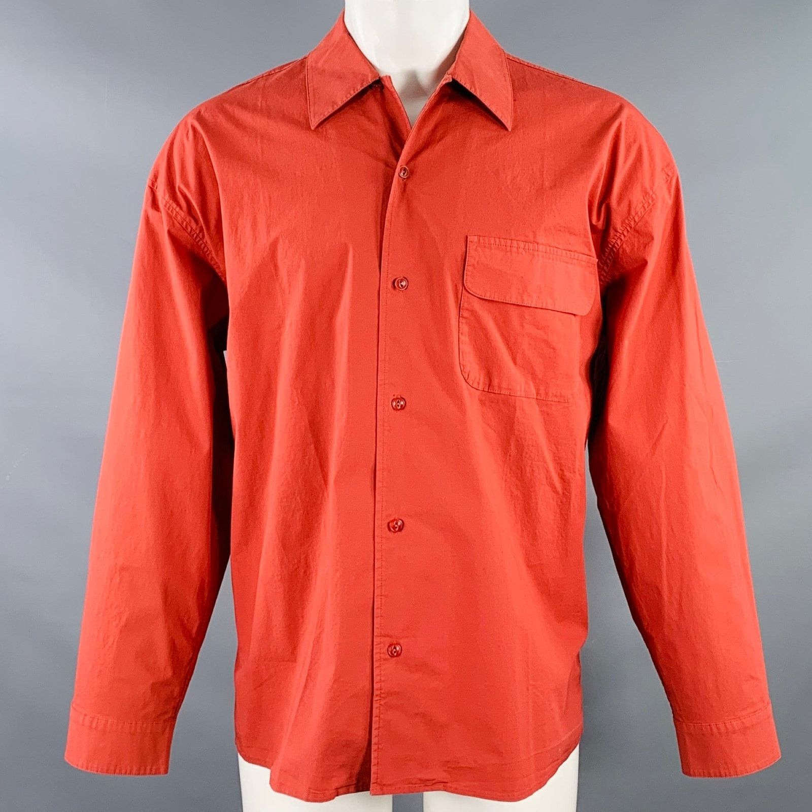 YMC Wray Red Brick Cotton Blend One Pocket Long Sleeve Shirt Size US L / EU 52-54 / 3 - 1 Thumbnail