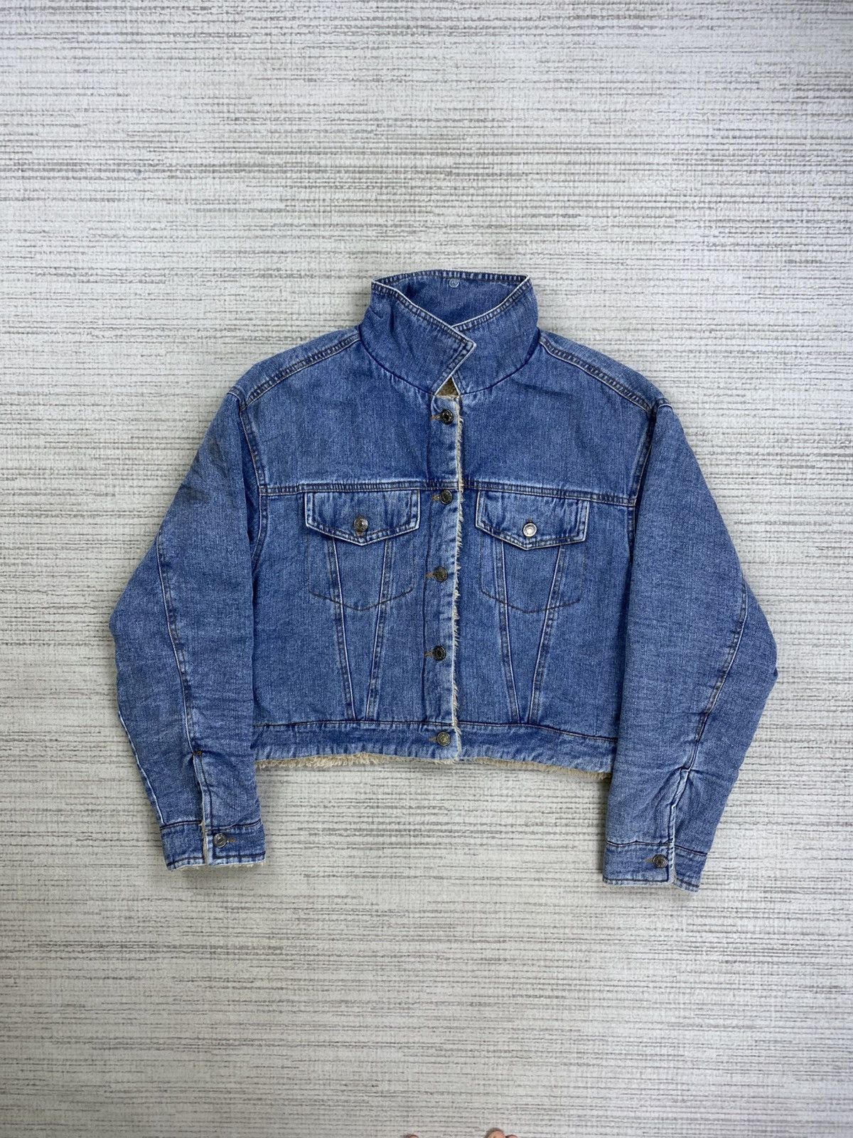 Japanese Brand × Vintage Vintage Sheson Breasted Cropped Sherpa Denim Jacket Size US M / EU 48-50 / 2 - 5 Thumbnail