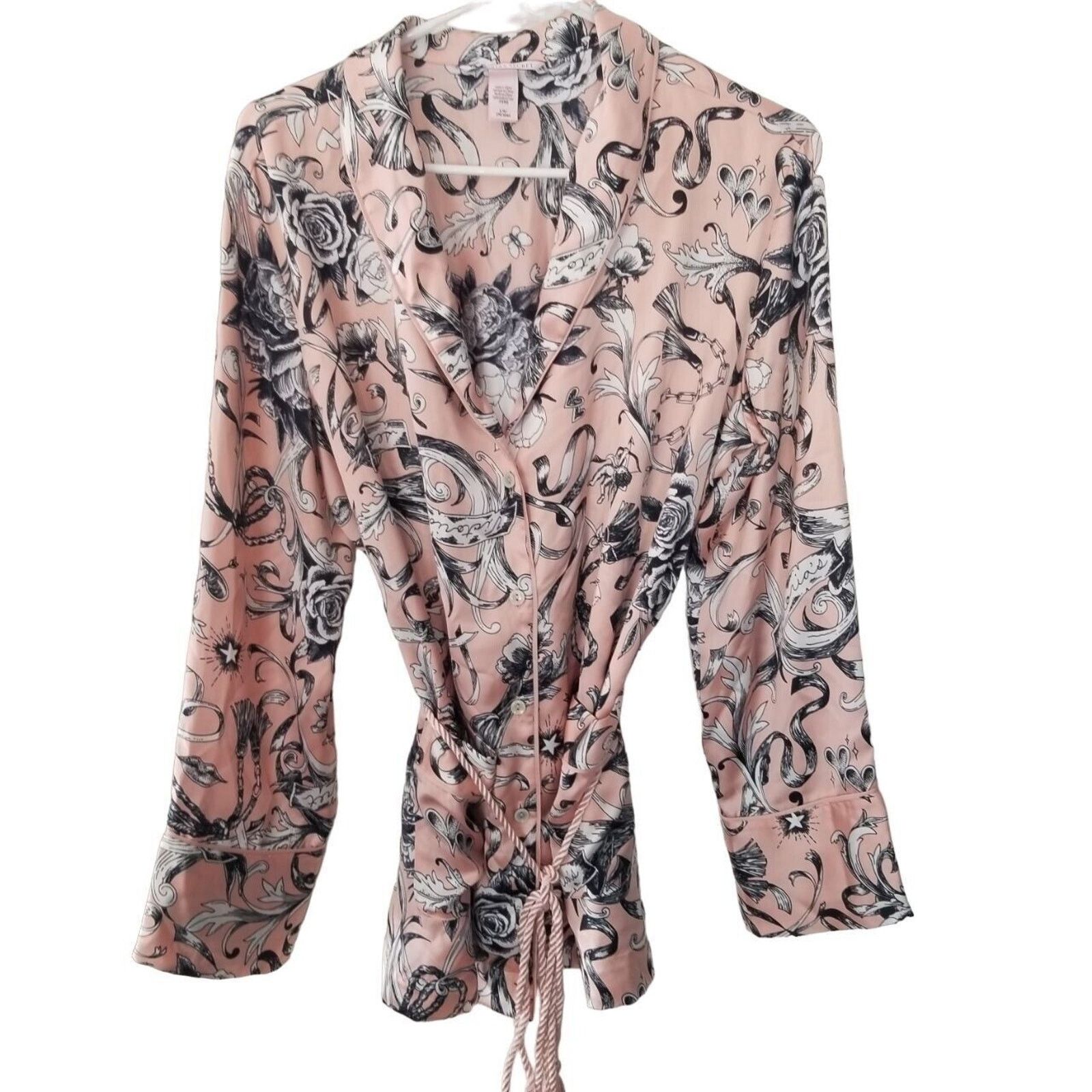 Victoria's Secret Victorias Secret Satin Floral Belted Button Top L Lingerie Size L / US 10 / IT 46 - 2 Thumbnail