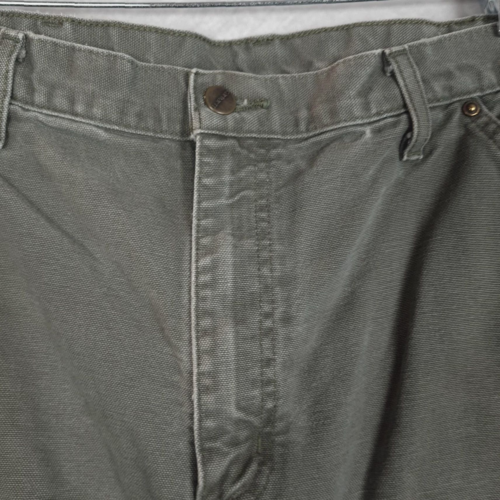 Carhartt VINTAGE Carhartt Pants Mens 35 Green Canvas Original Dungaree Fit Workwear Carpenter Straight Leg Pockets Size US 35 - 3 Thumbnail