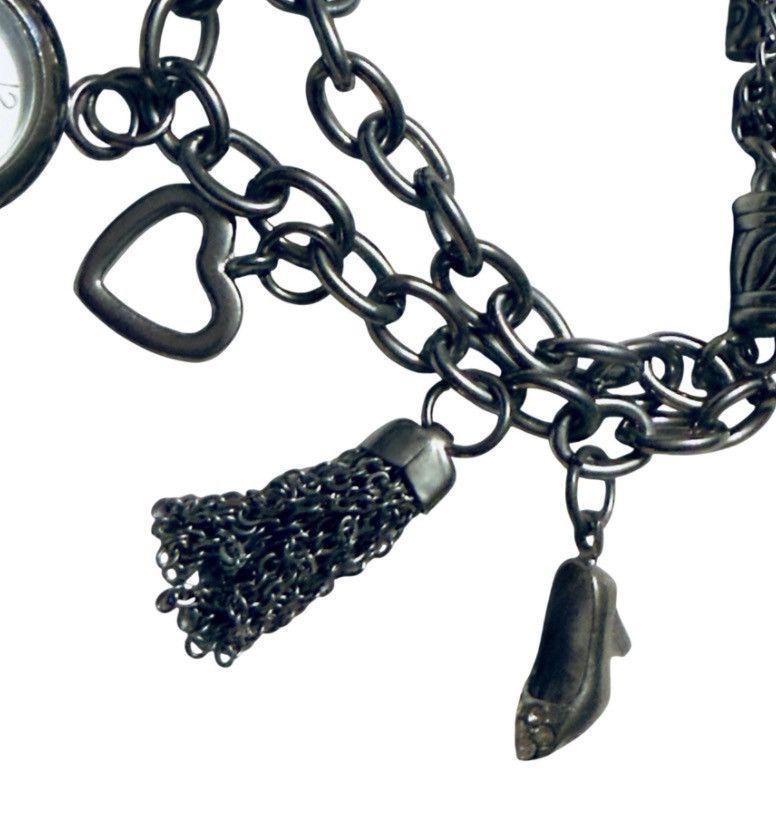 Geneva VTG Geneva Charm Bracelet Watch Silver Japan Quartz Working Size ONE SIZE - 2 Thumbnail