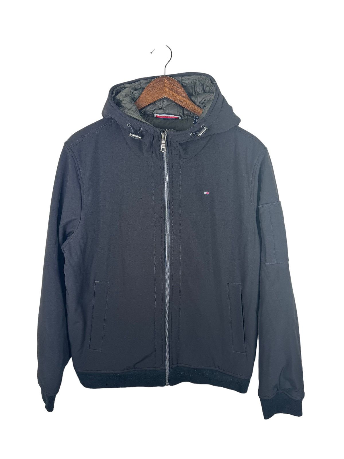 image of Vintage Tommy Hilfiger Hoodies Jacket Zipper in Black, Men's (Size Medium)