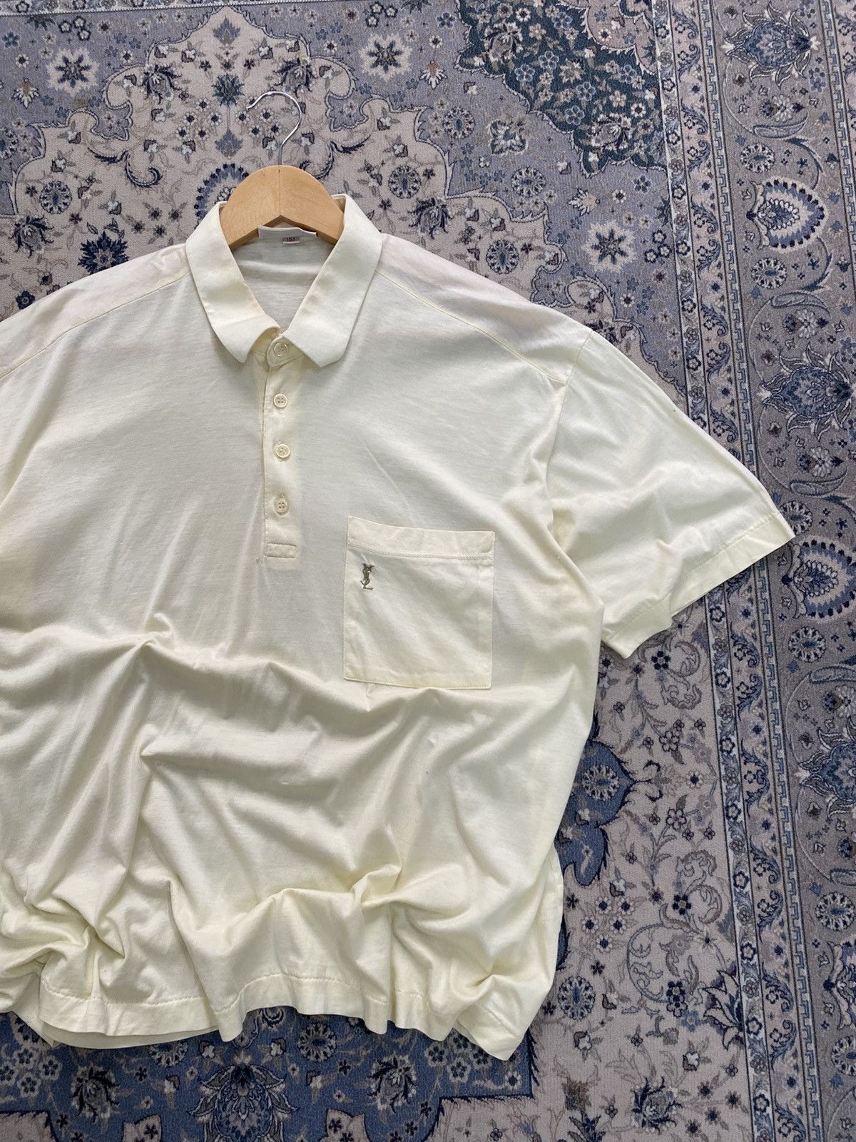 Yves Saint Laurent 80s YSL TRICOTS POUR HOMME SINGLE STITCH COLLAR SHIRT Size US L / EU 52-54 / 3 - 2 Thumbnail