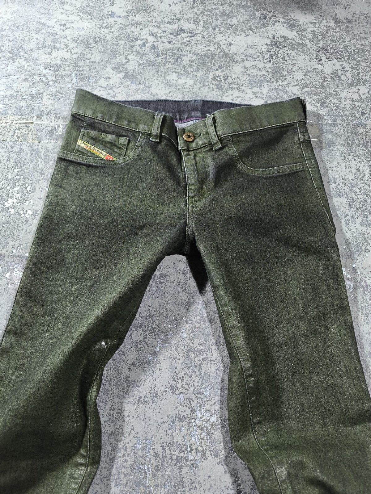 Diesel Diesel Livier Sp Jeans Waxed Coated Slime Green Skinny Size 28" / US 6 / IT 42 - 4 Thumbnail