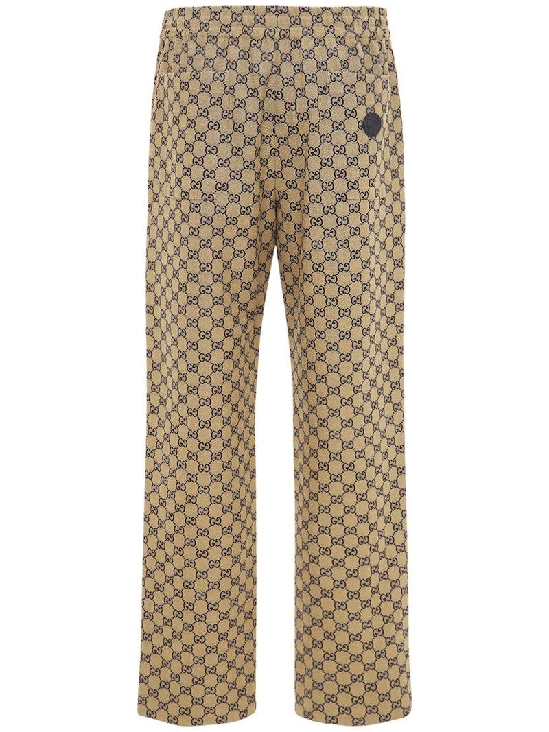 Gucci o1loc1c0925 GG Canvas Pant With Leather Interlocking G Beige Size US 42 / EU 58 - 4 Thumbnail