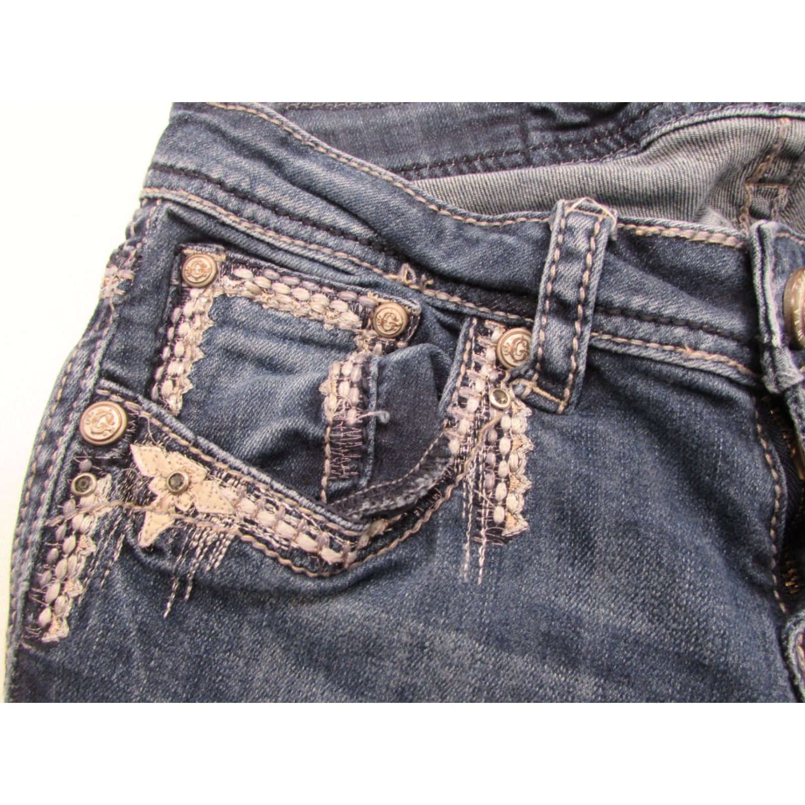 Vintage Grace Womens Jeans Ankle Skinny 27 Size Embroidered Studded 2405 Size 27" / US 4 / IT 40 - 2 Thumbnail