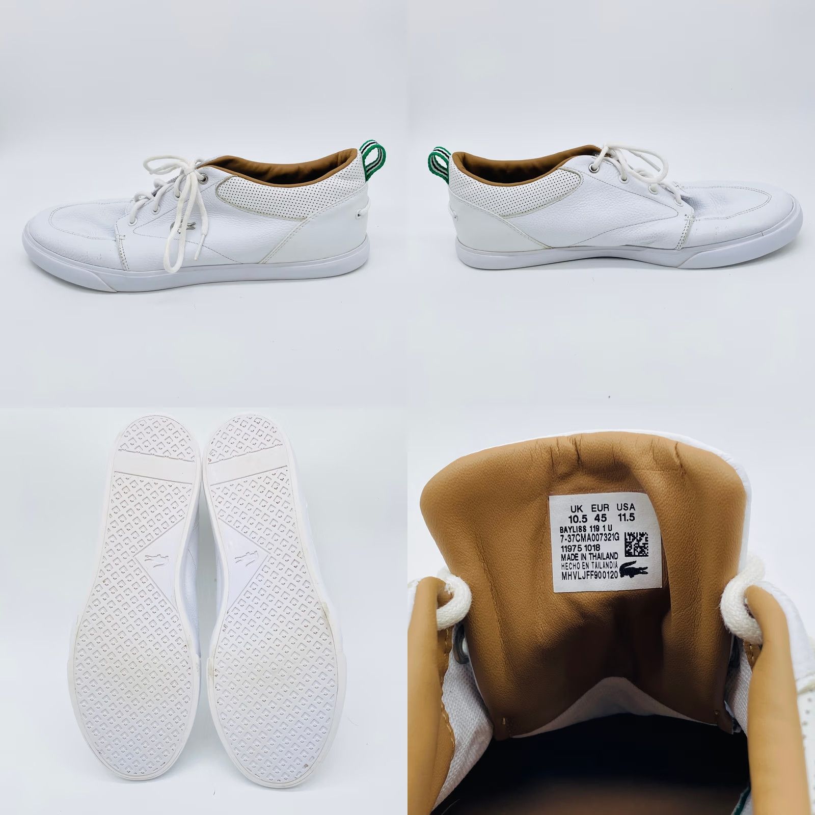 Lacoste Lacoste Bayliss 119 1 U Sneaker Men White Leather 10.5 Shoes Size US 11 / EU 44 - 8 Thumbnail