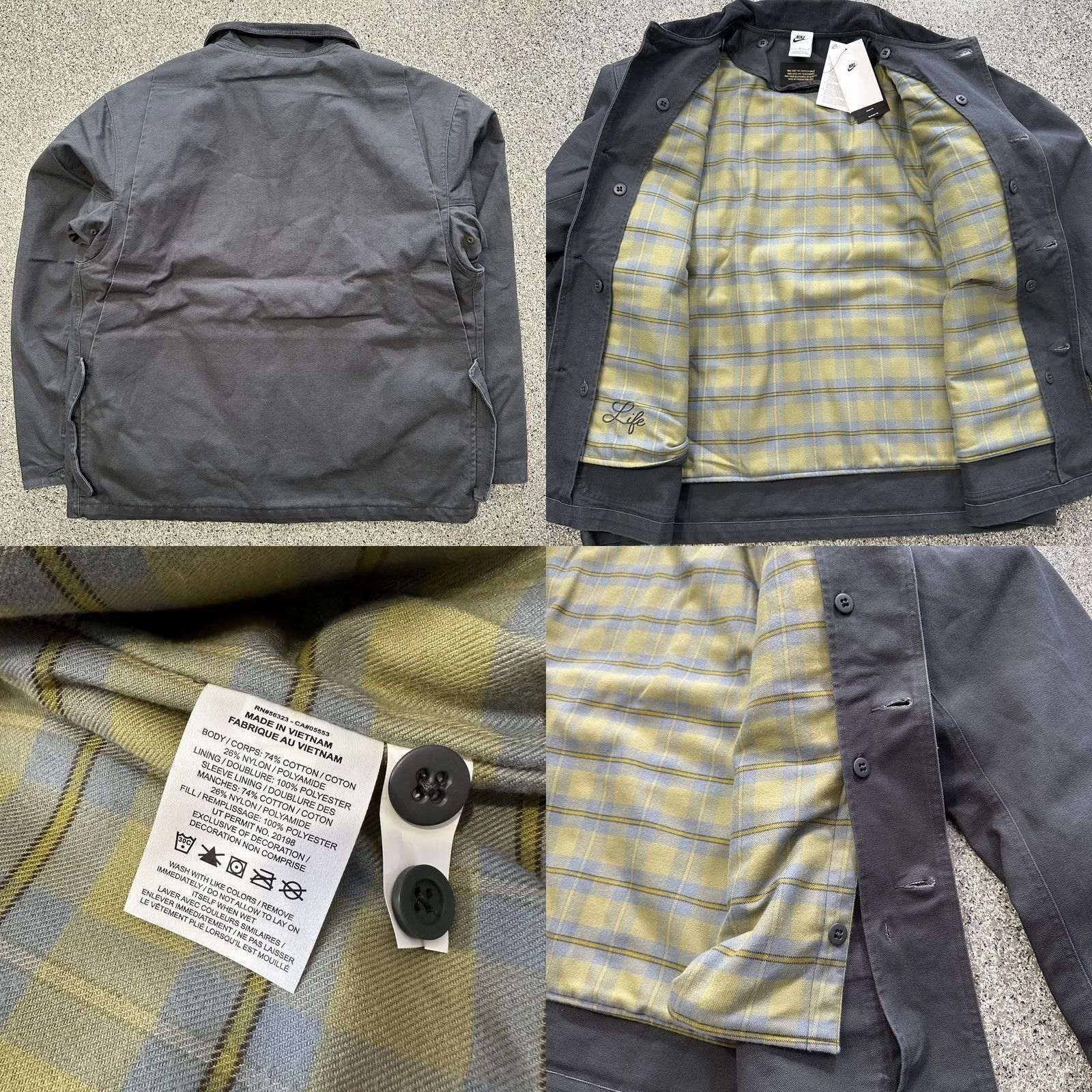 Nike Nike Life Flannel Lined Barn Coat Heavy Chore Grey Mens L Detachable Lining Jacket Size US L / EU 52-54 / 3 - 8 Thumbnail