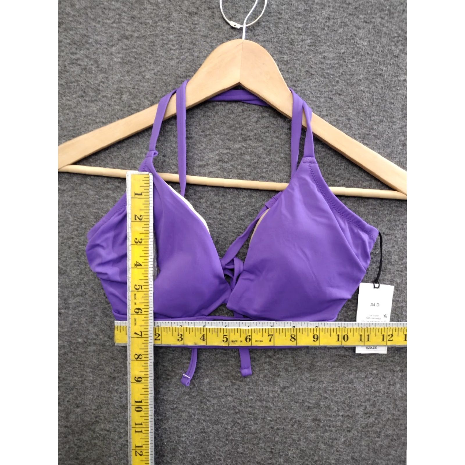 Vintage Shade & Shore Bikini Top Purple Keyhole Spaghetti Padded 34D Women Adult Regular XS-34? Size XXS / US 00 / IT 34 - 4 Thumbnail