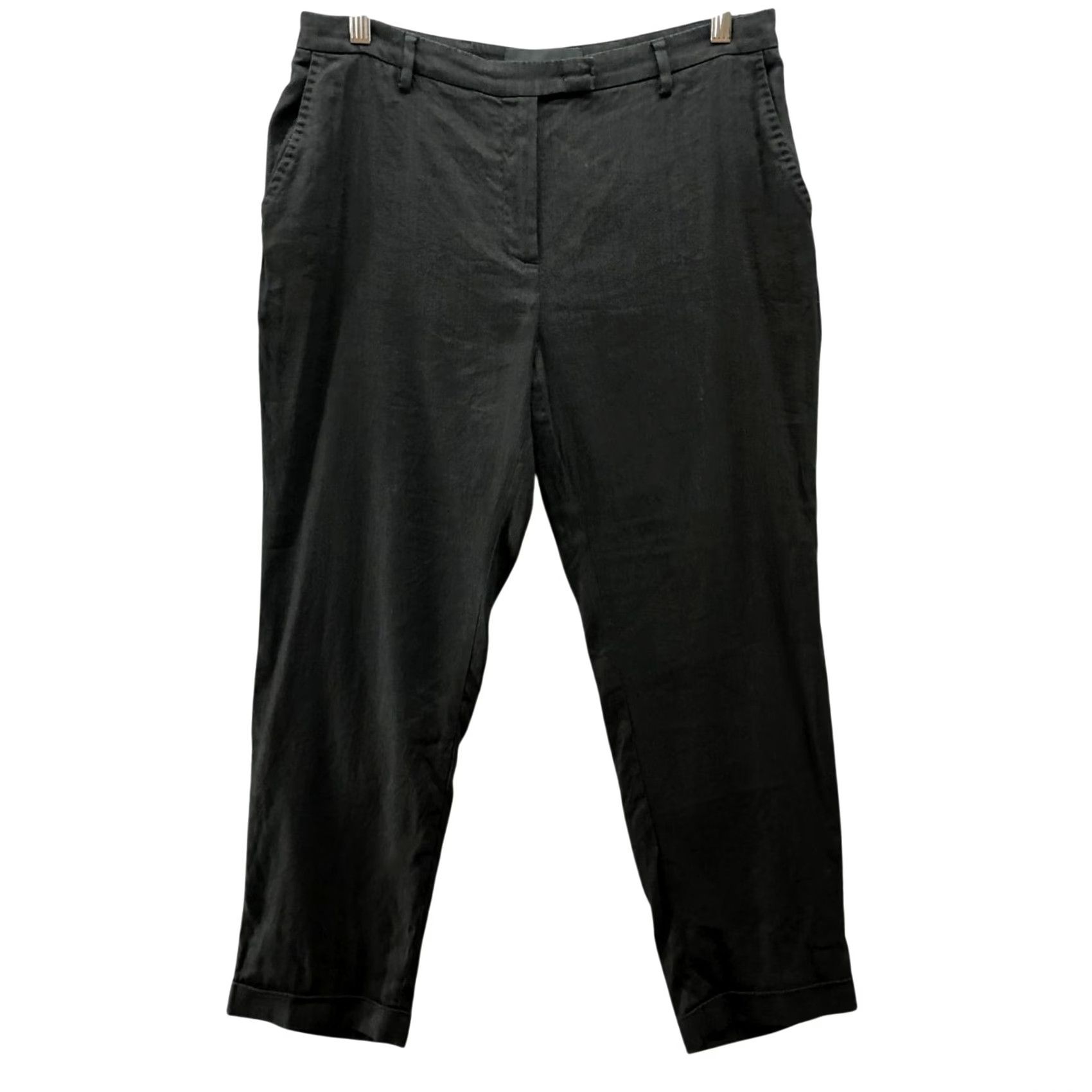 Les Copains Les Copains Linen Blend Pants Womens IT 46 US 10 Black Tapered Cropped Pants Ladies 10 Black Cropped Dress Pants Mens Womens Womens? Size 32" / US 10 / IT 46 - 2 Thumbnail