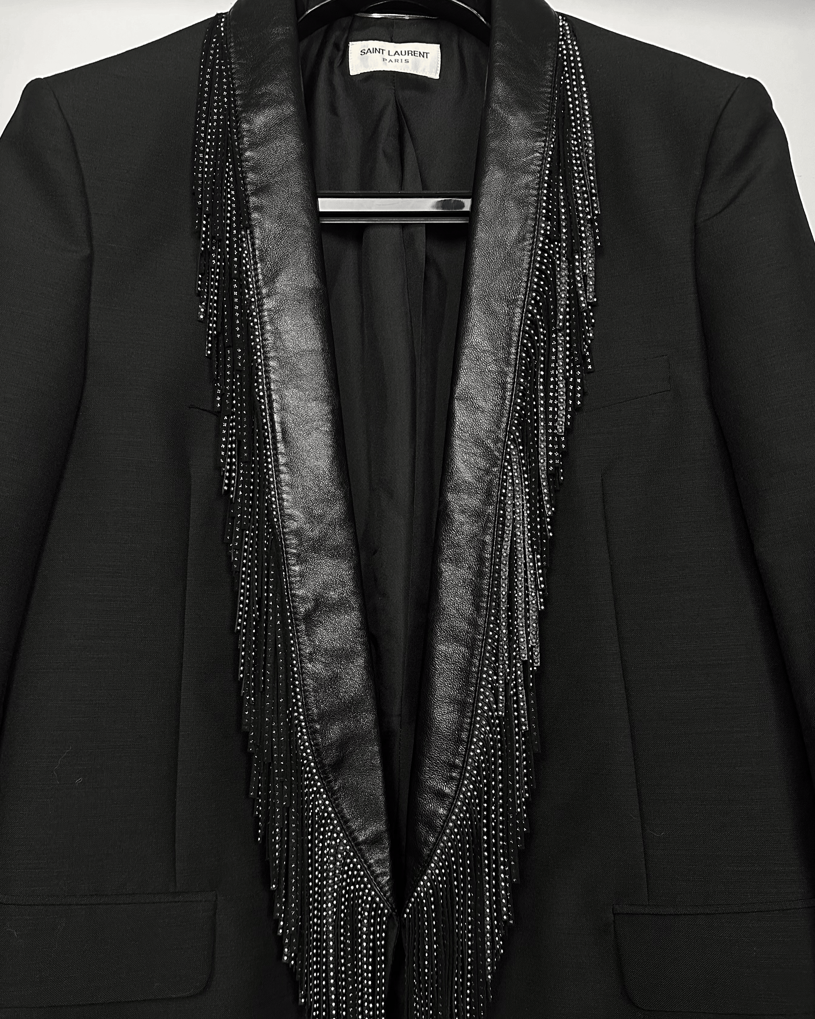 Saint Laurent Paris Saint Laurent Leather Collar Fringe Blazer Size US M / EU 48-50 / 2 - 4 Thumbnail