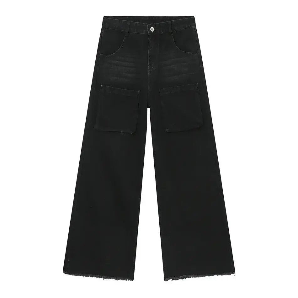 Japanese Brand Retro loose straight leg wide leg fringed jeans Size US 32 / EU 48 - 5 Thumbnail