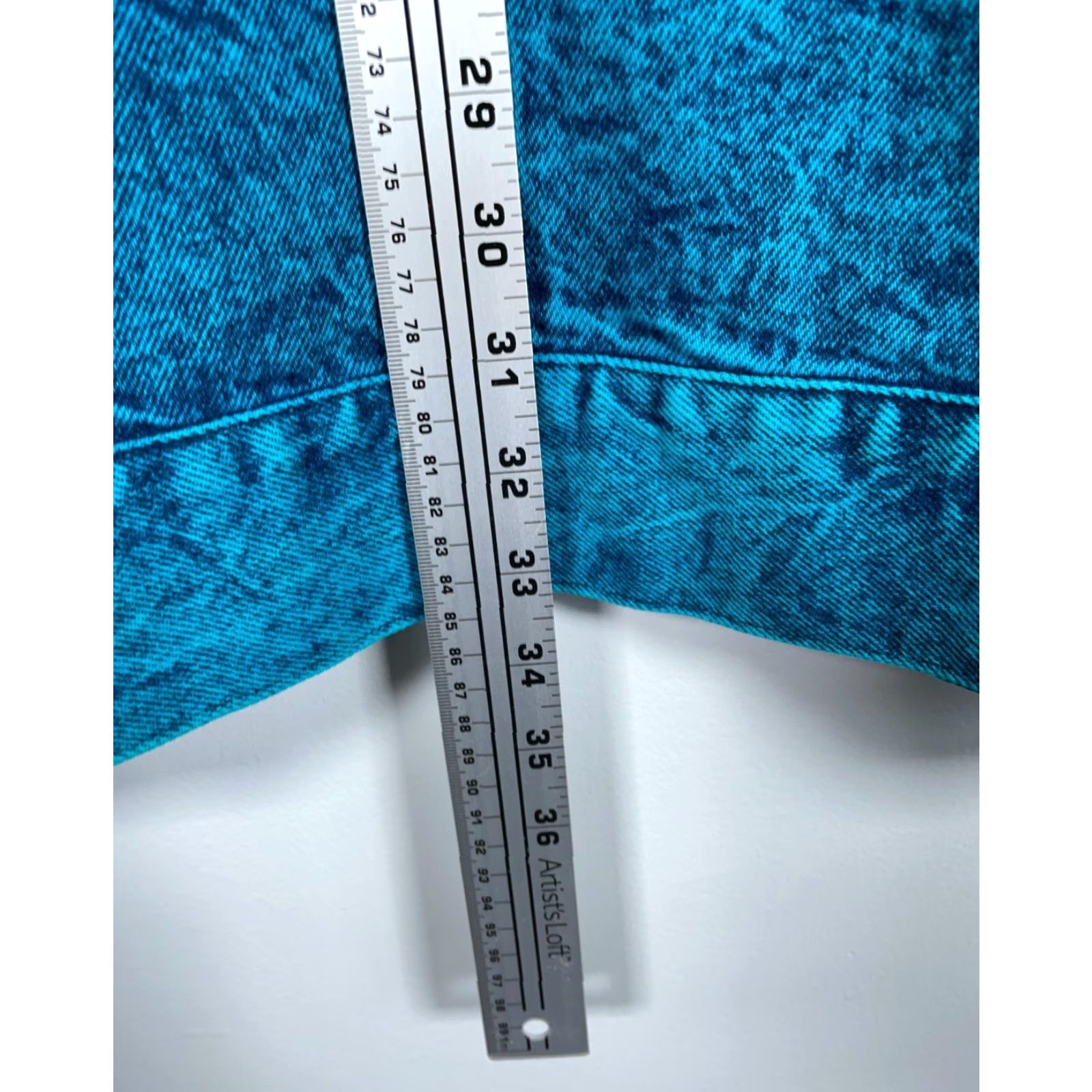 Vintage Sundance Jacket Woman Large Open Front Denim Acid Wash Teal Tribal Geometric 90s Vintage KimonoStyle Oversized Pockets Size L / US 10 / IT 46 - 7 Thumbnail