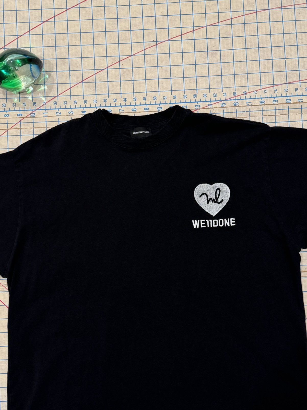 WE11DONE We11done Track Tee Black Heart Logo Fits Mens Large Black Size US L / EU 52-54 / 3 - 3 Thumbnail