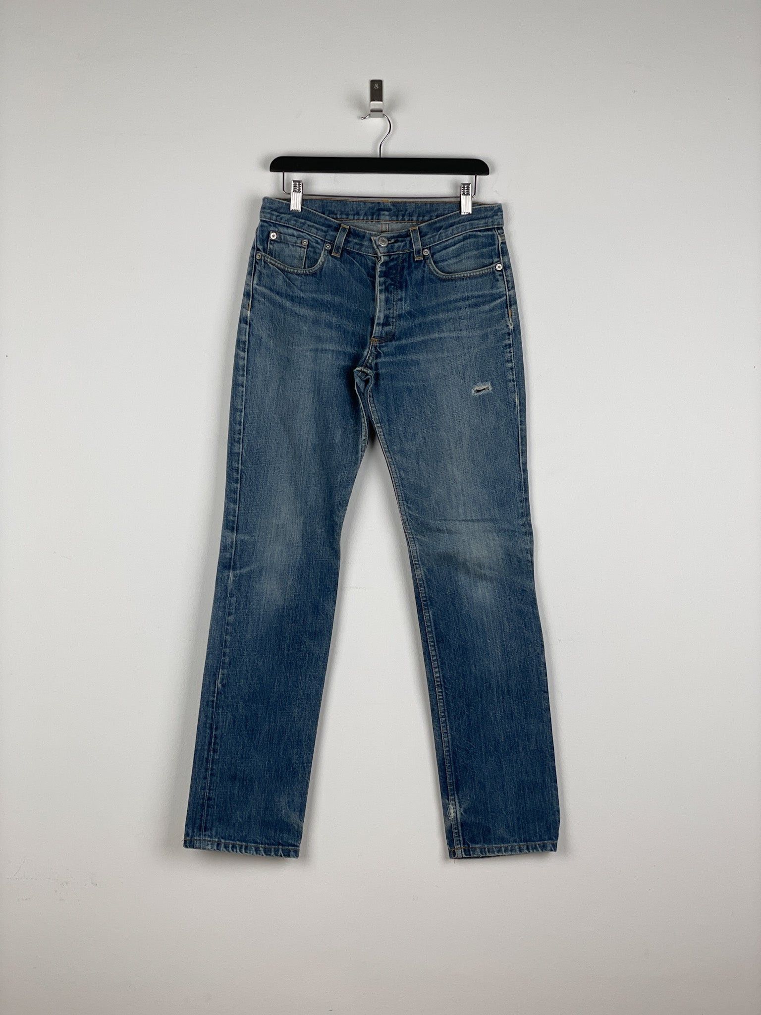 Helmut Lang 1990s Washed Distressed Denim Jeans Size 42" / US 20 - 1 Thumbnail