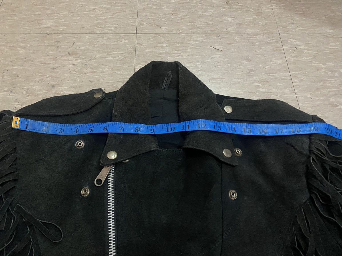 Genuine Leather Mens black double collar genuine suede leather fringe jacket Size US M / EU 48-50 / 2 - 4 Thumbnail
