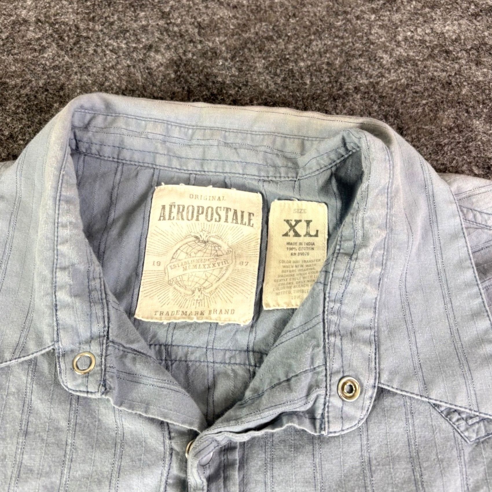 Aeropostale Aeropostale Mens Long Sleeve Pinstripe Western Button Up Shirt XL Blue Vintage Size US XL / EU 56 / 4 - 3 Thumbnail