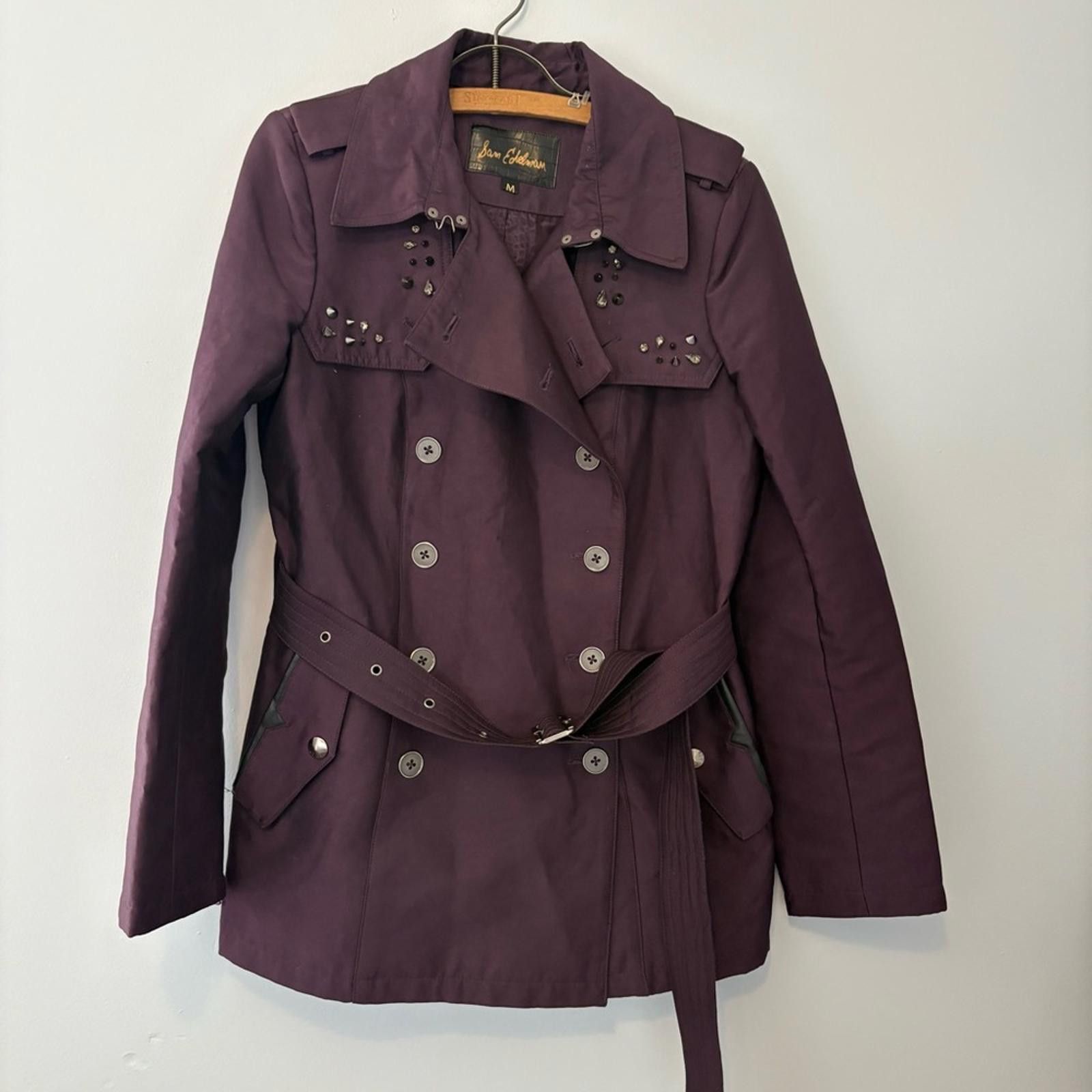 Designer Sam Edelman Purple Studded Belted Trench Coat Women’s M Size M / US 6-8 / IT 42-44 - 1 Thumbnail
