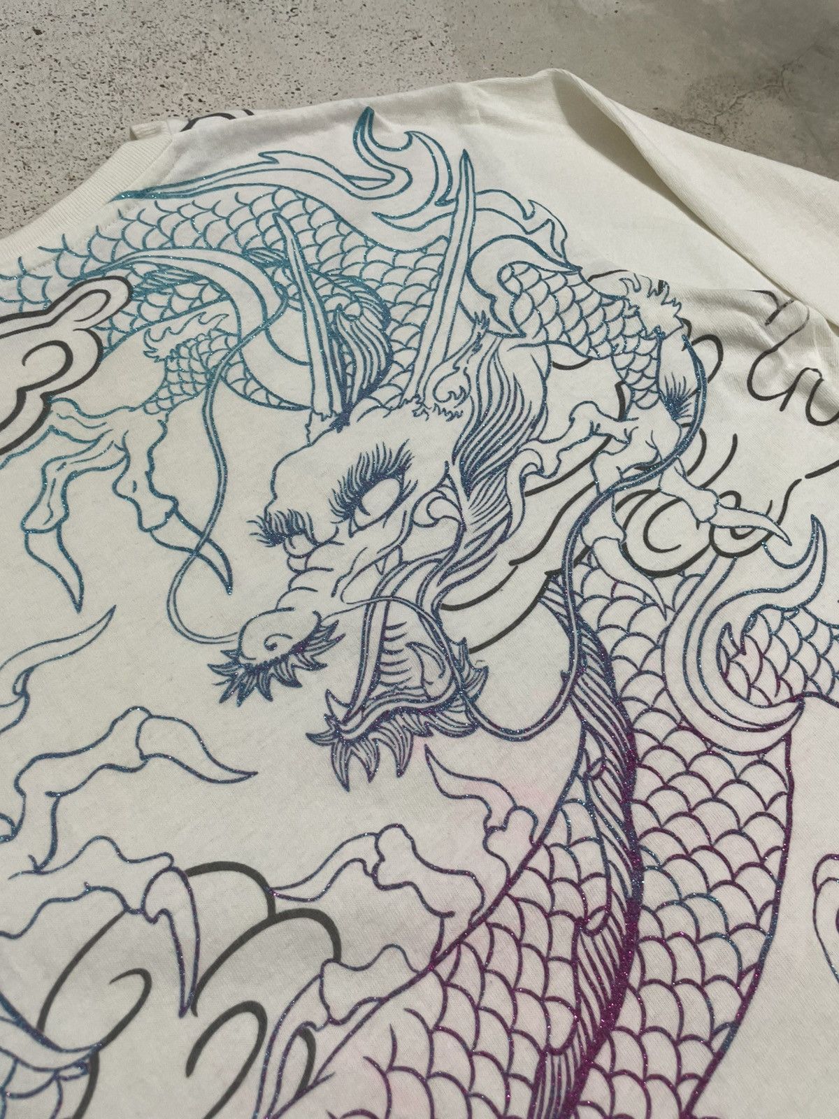 Japanese Brand Cream Space Opera Yakuza Dragon Motive Color Print Defect Size US XL / EU 56 / 4 - 13 Thumbnail