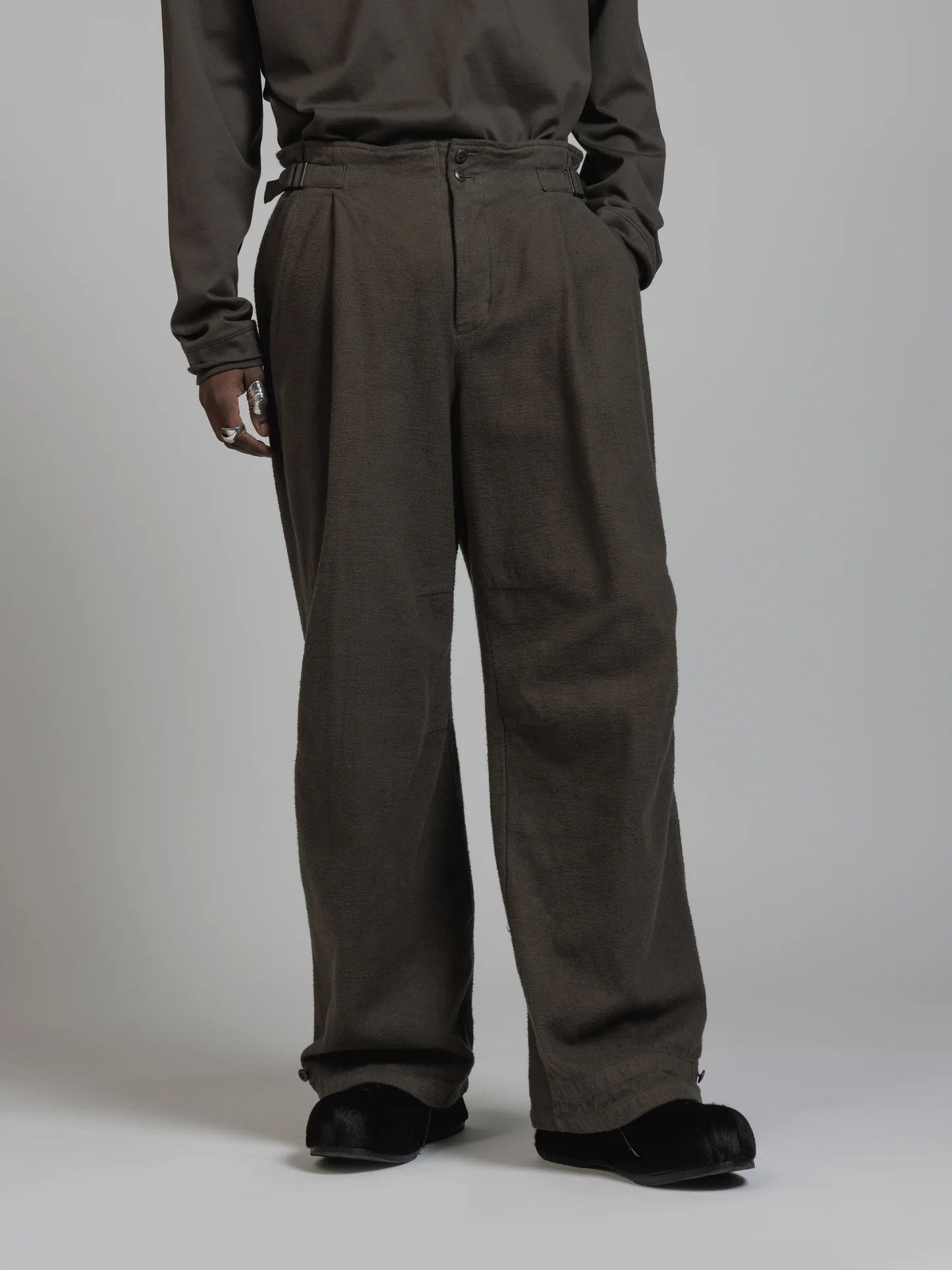 The Viridi-anne BRUSHED TWILL WIDE TROUSERS Size US 30 / EU 46 - 3 Thumbnail